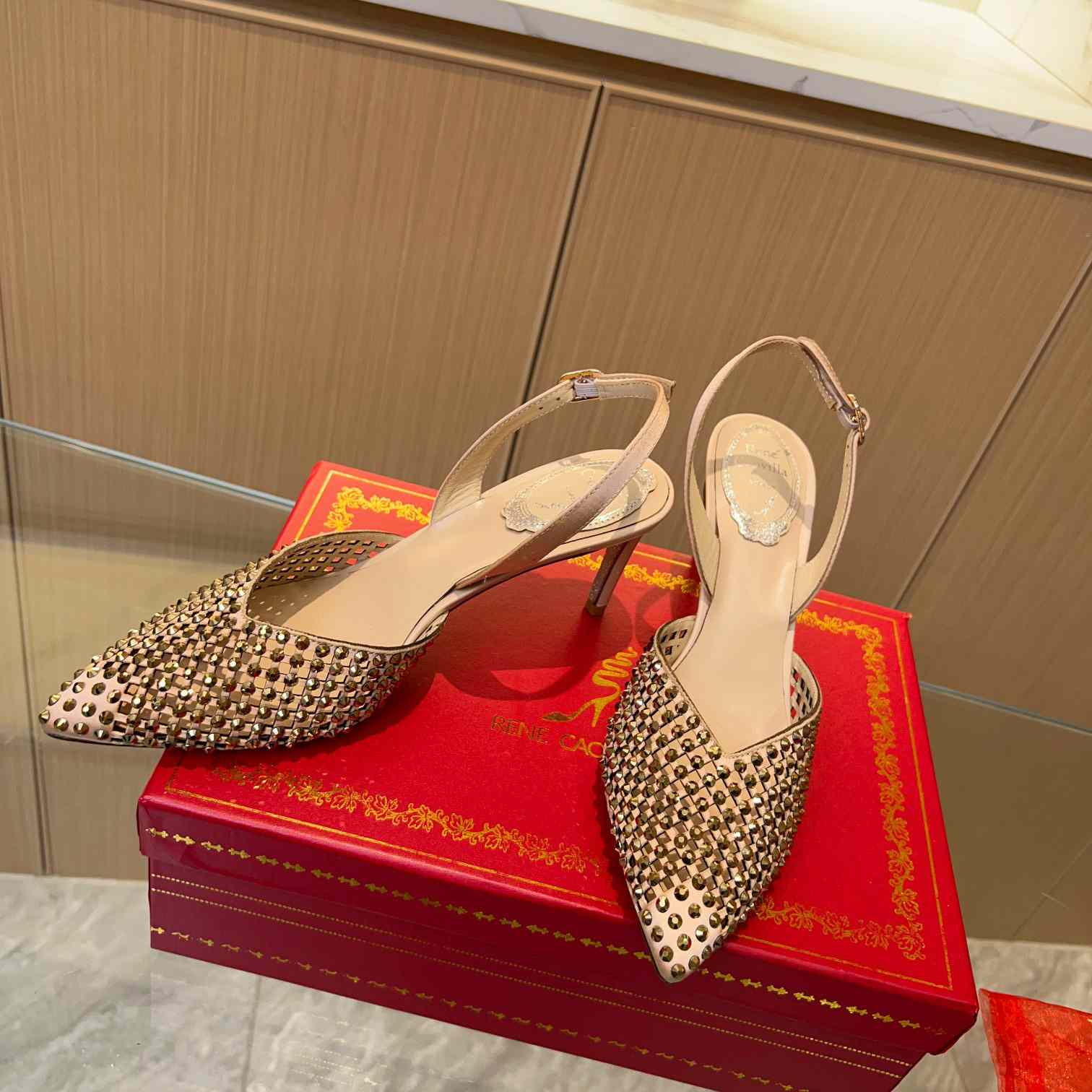 Rene Caovilla Ginger Crystal Silver Slingback 80 - PerfectKickZ