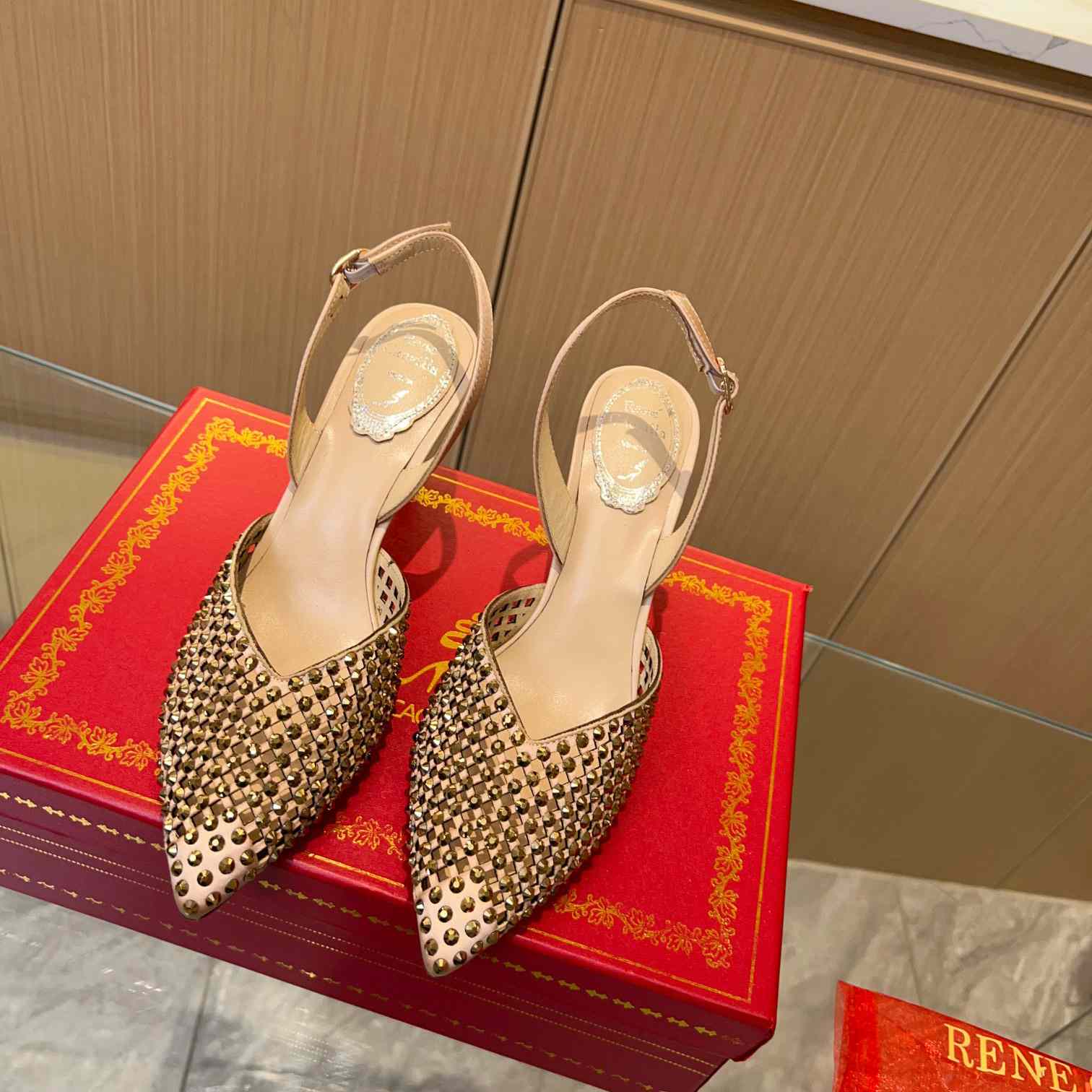Rene Caovilla Ginger Crystal Silver Slingback 80 - PerfectKickZ