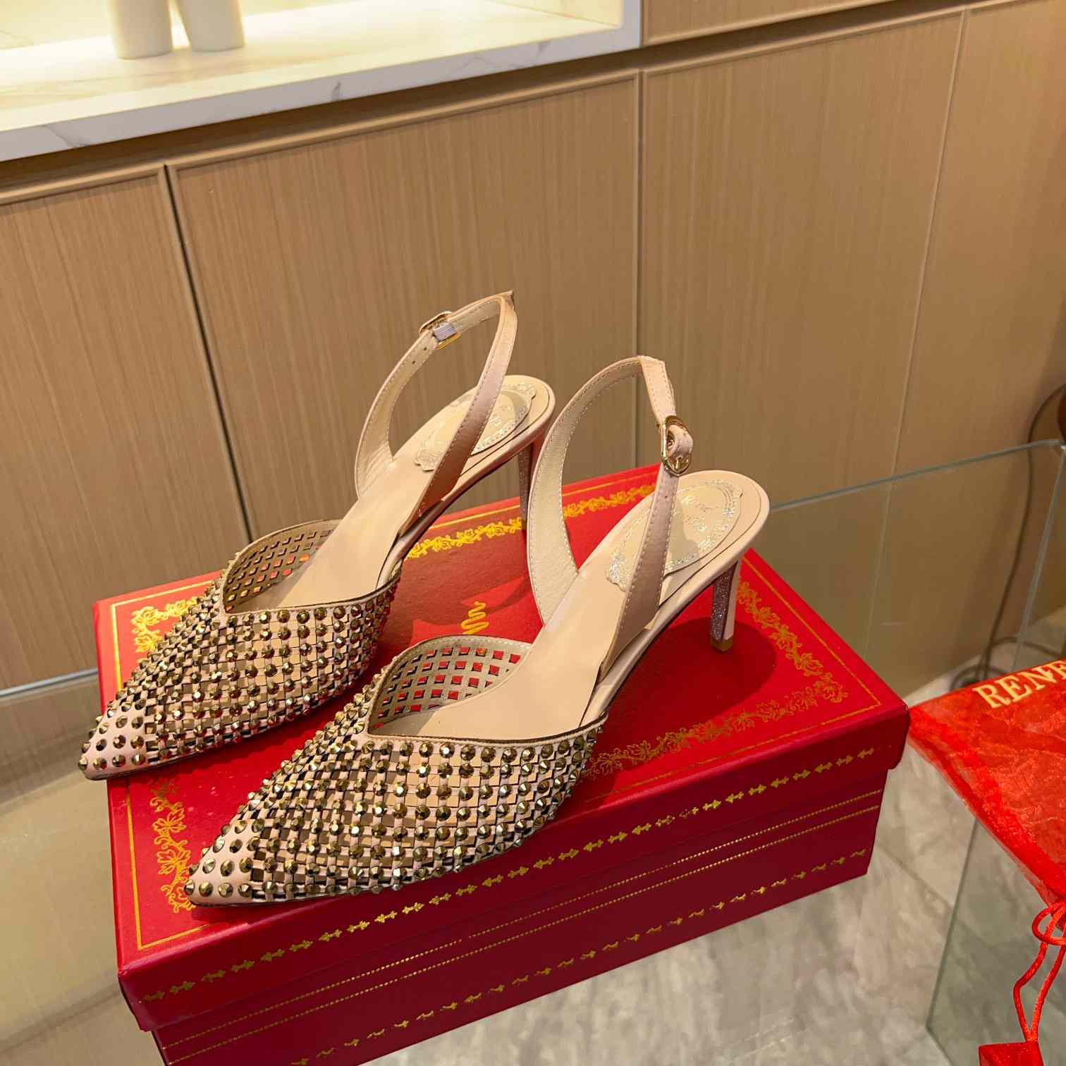 Rene Caovilla Ginger Crystal Silver Slingback 80 - PerfectKickZ
