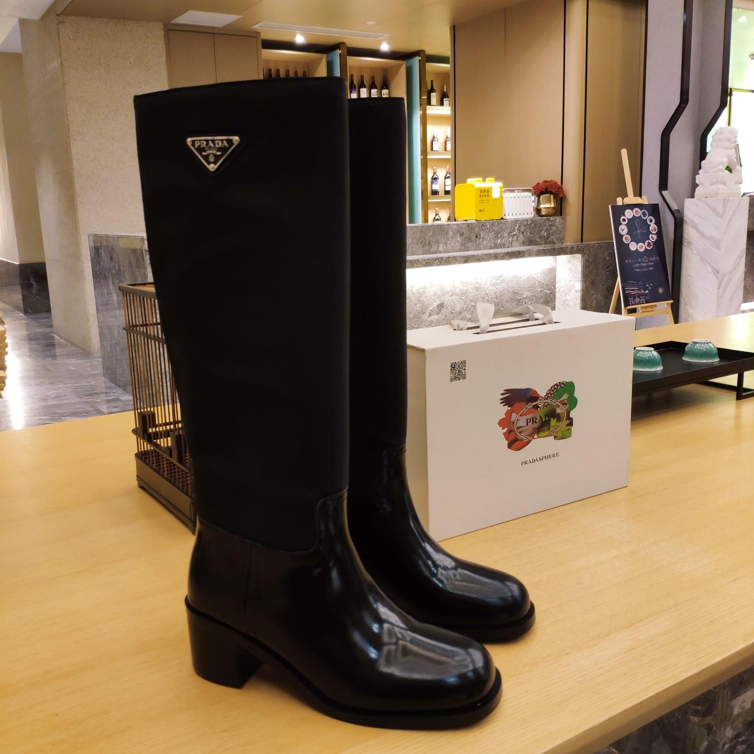 Prada Leather And Re-Nylon Boots - PerfectKickZ