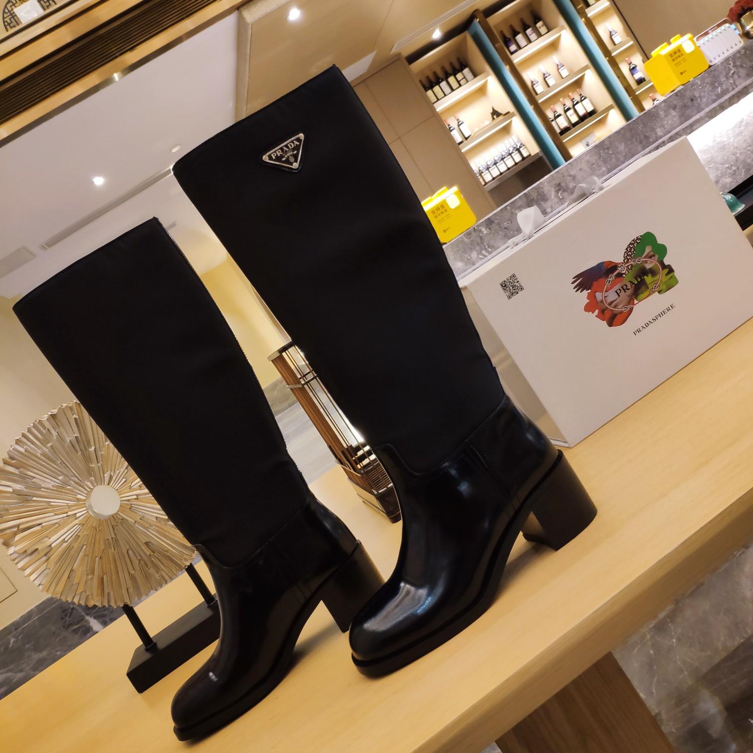 Prada Leather And Re-Nylon Boots - PerfectKickZ