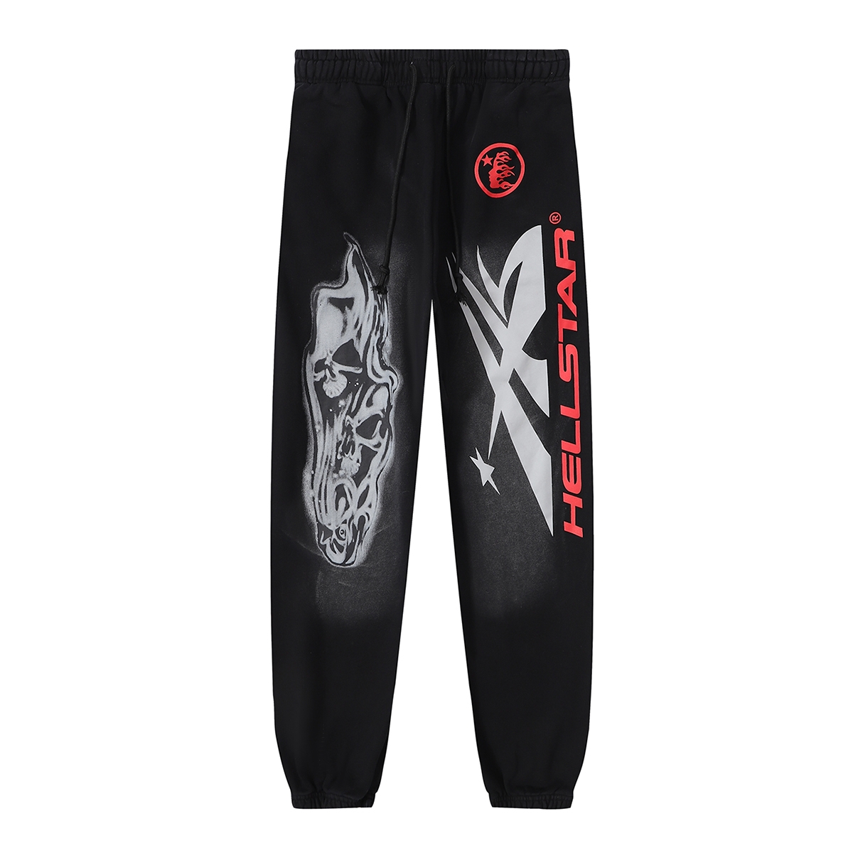 Hellstar Airbrushed Skull Closed Elastic Bottom Sweatpants - PerfectKickZ