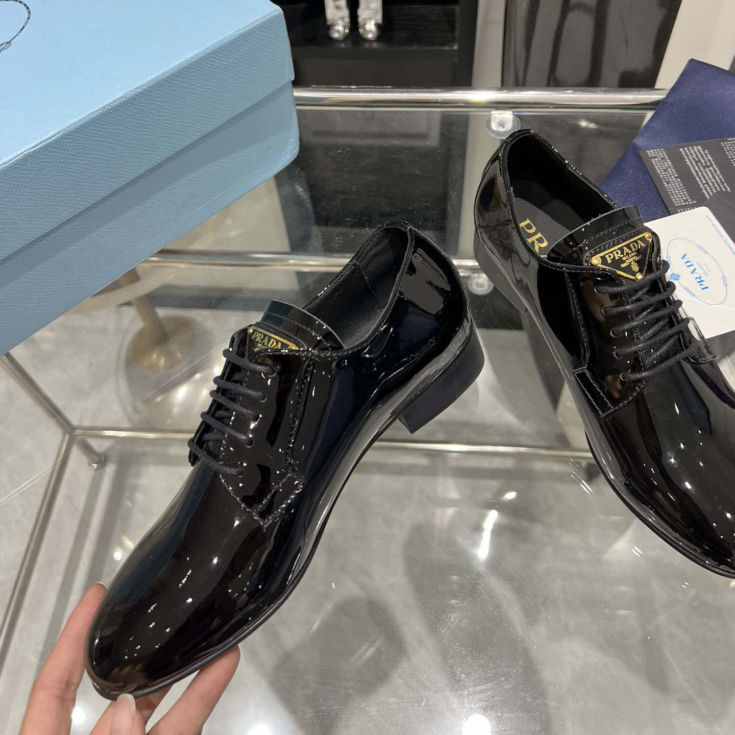 Prada Patent Leather Lace-up Shoes - PerfectKickZ