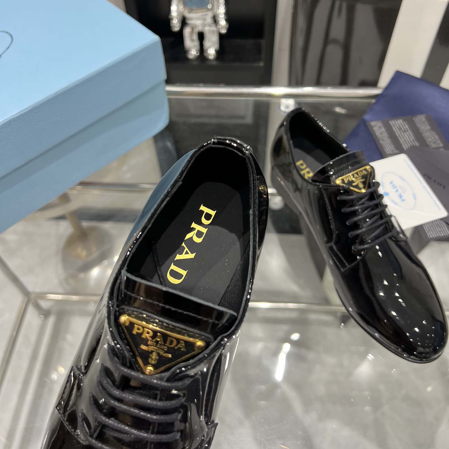 Prada Patent Leather Lace-up Shoes - PerfectKickZ
