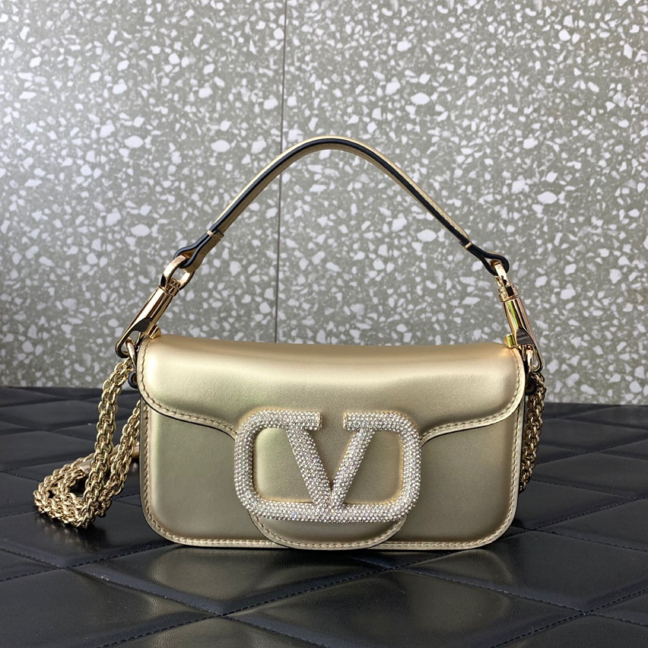 Valenti Garavani Micro Locò Crystal-embellished Bag   (20-11-5cm) - PerfectKickZ