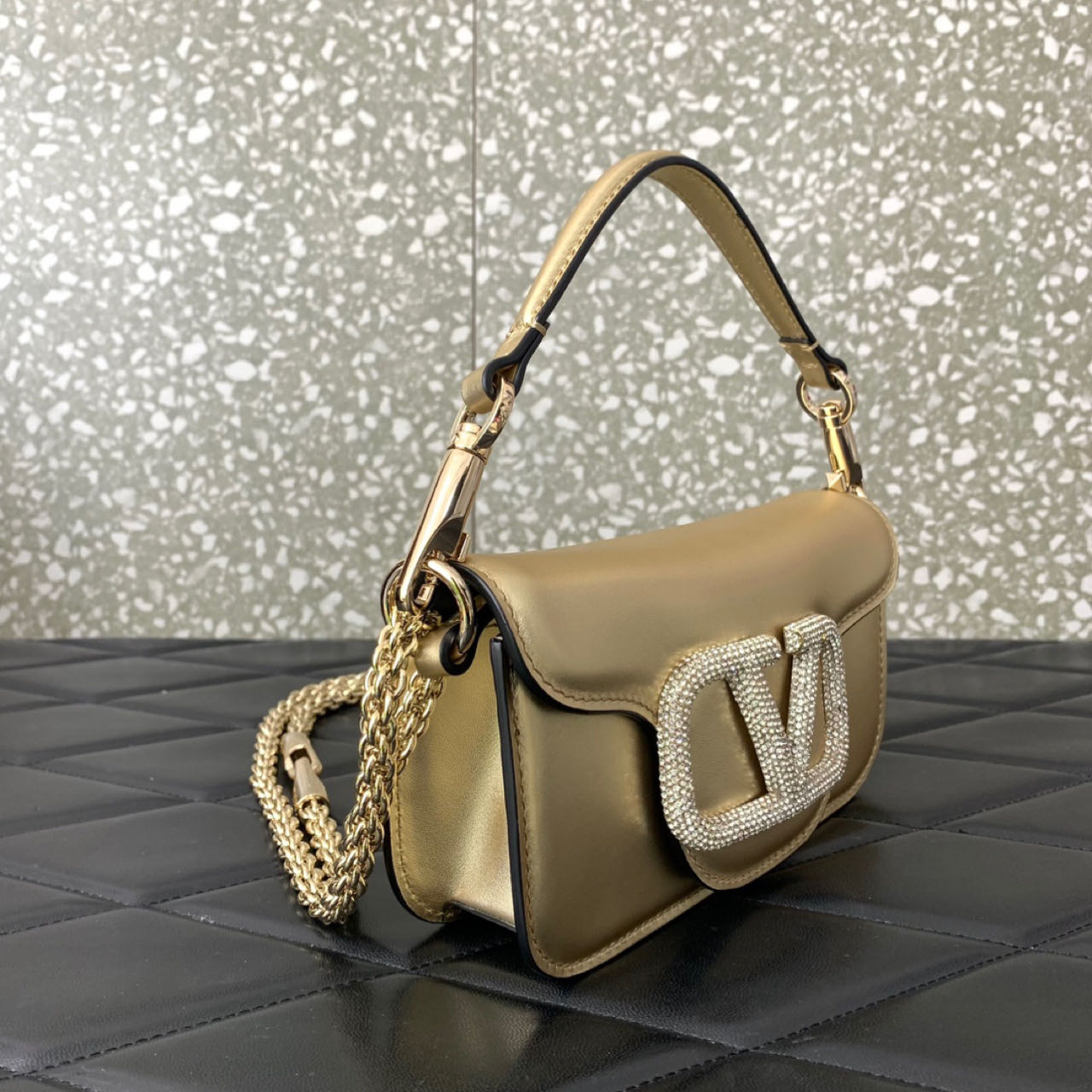 Valenti Garavani Micro Locò Crystal-embellished Bag   (20-11-5cm) - PerfectKickZ