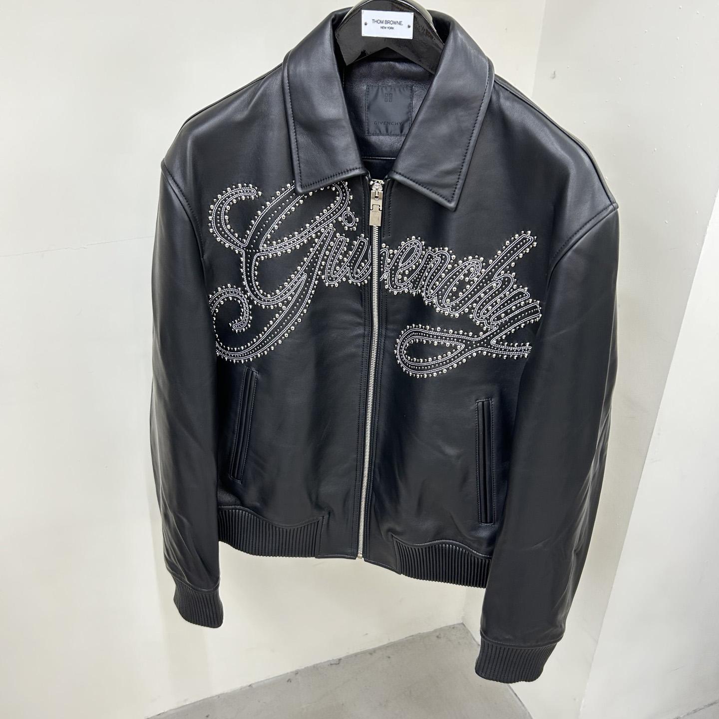 Givenchy Studded-logo Leather Jacket - PerfectKickZ