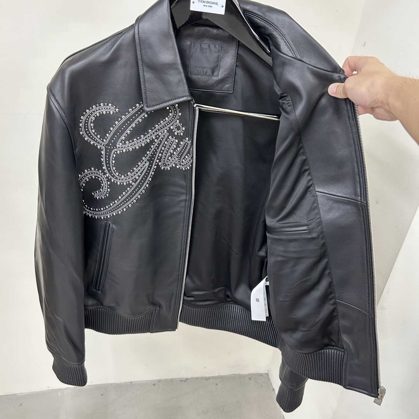 Givenchy Studded-logo Leather Jacket - PerfectKickZ