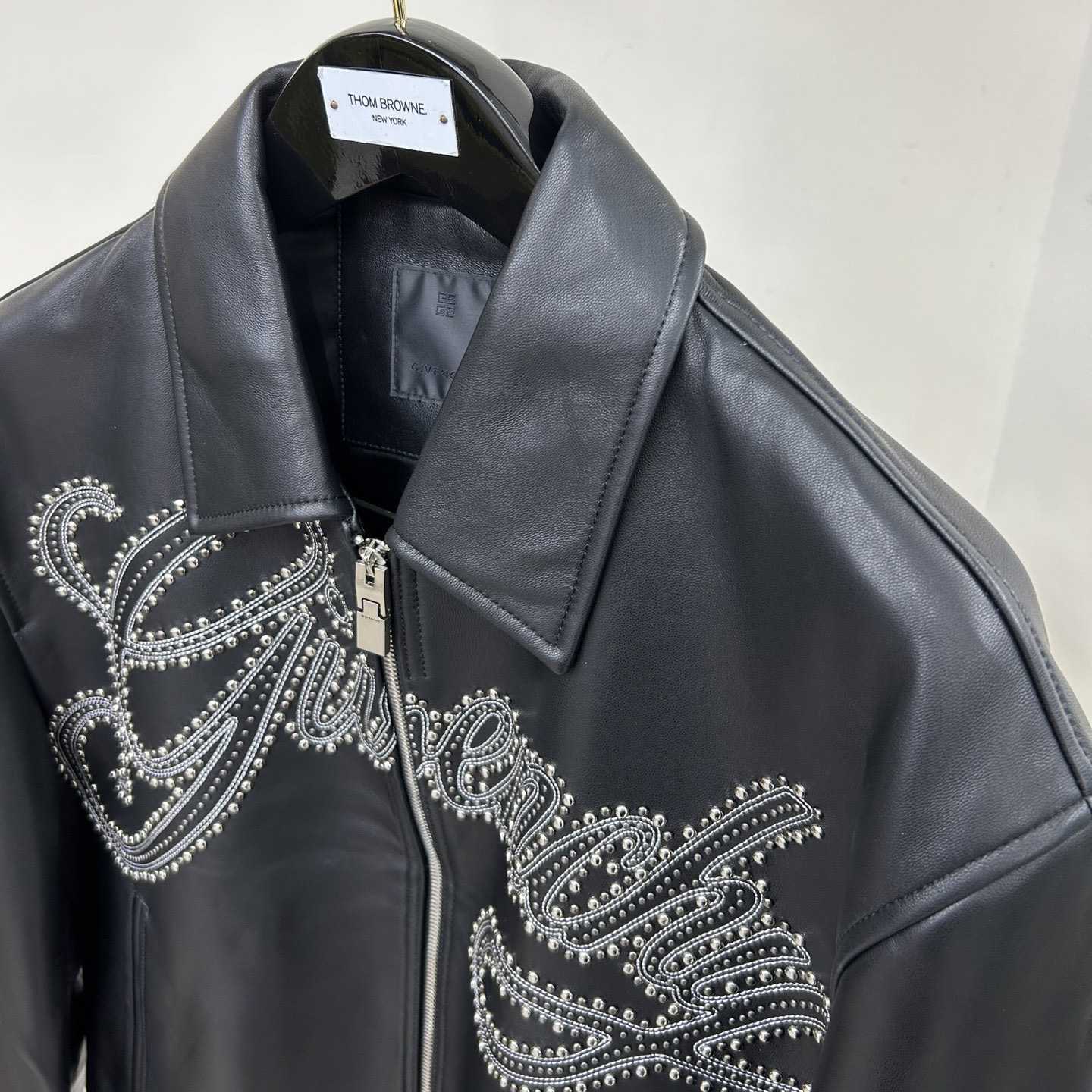 Givenchy Studded-logo Leather Jacket - PerfectKickZ