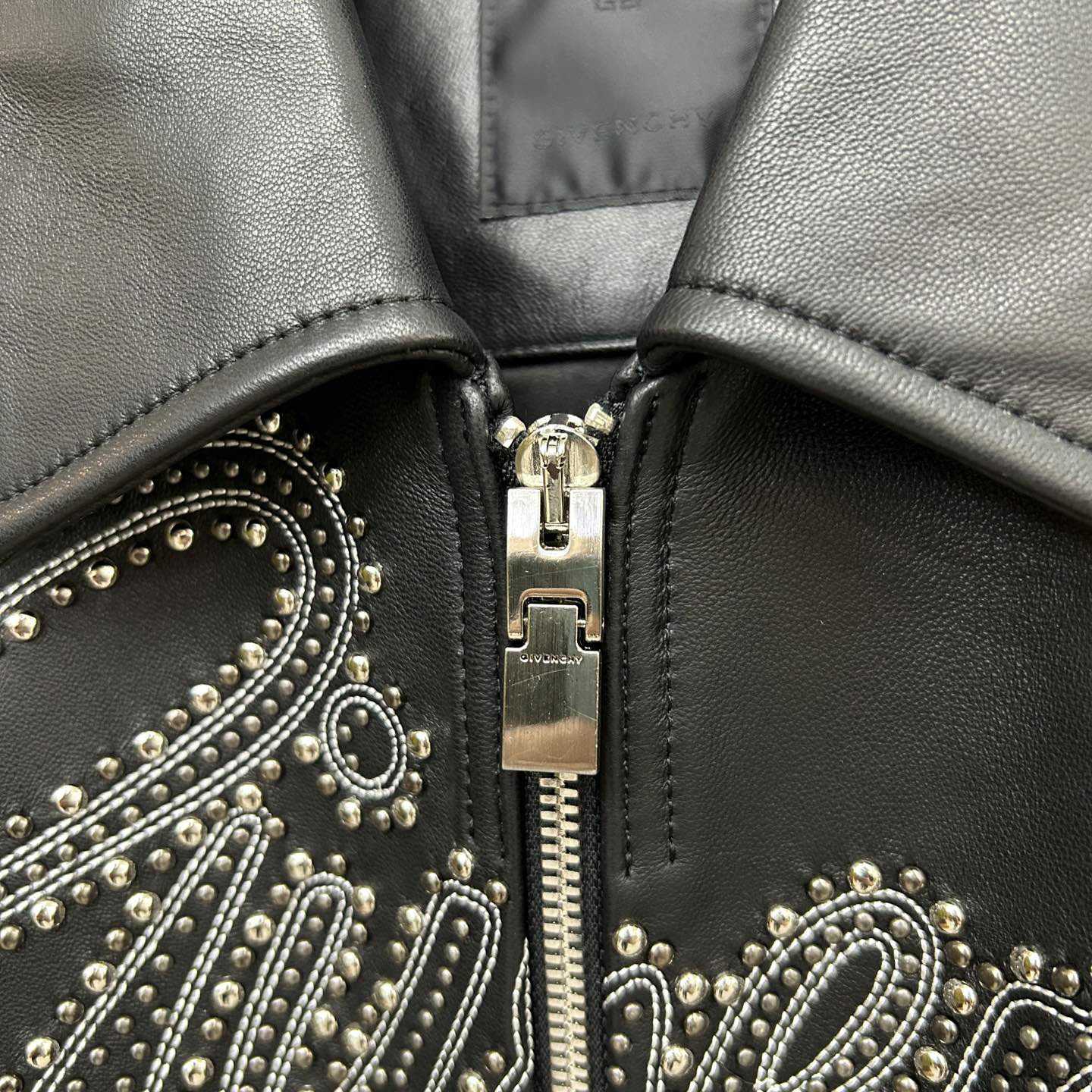 Givenchy Studded-logo Leather Jacket - PerfectKickZ