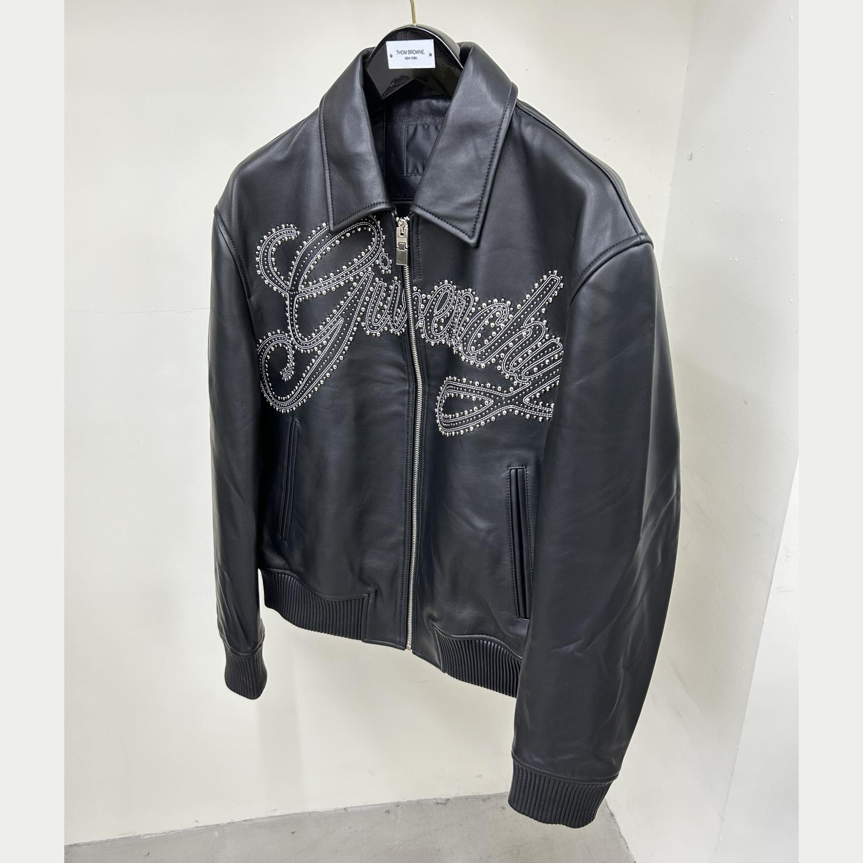 Givenchy Studded-logo Leather Jacket - PerfectKickZ