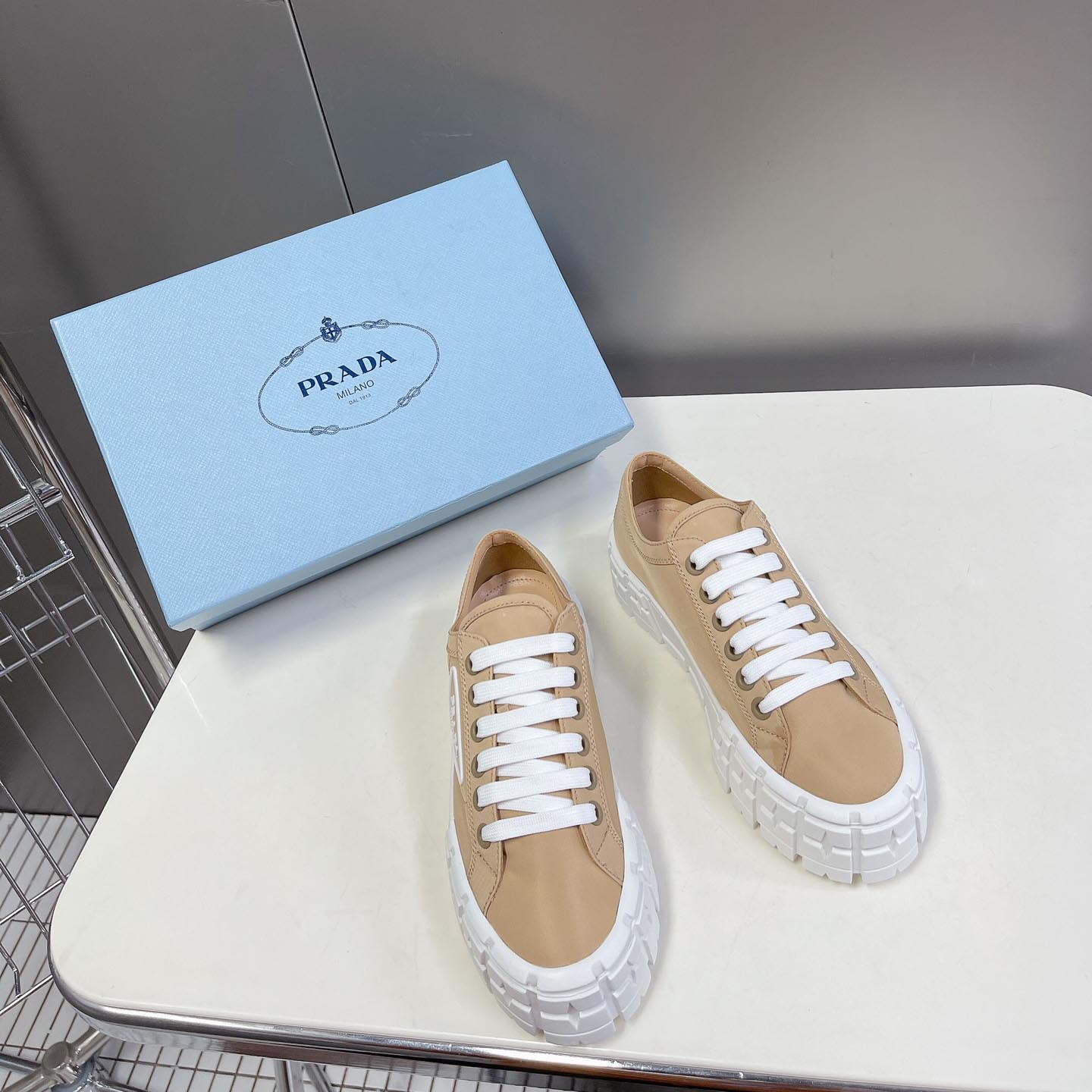 Prada Double Wheel Nylon Gabardine Sneakers - PerfectKickZ