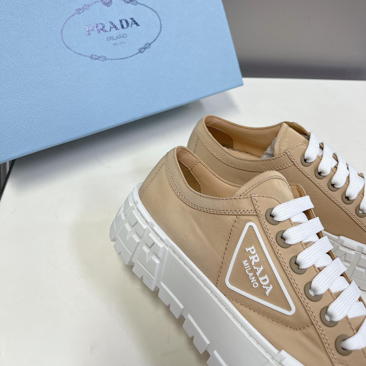 Prada Double Wheel Nylon Gabardine Sneakers - PerfectKickZ
