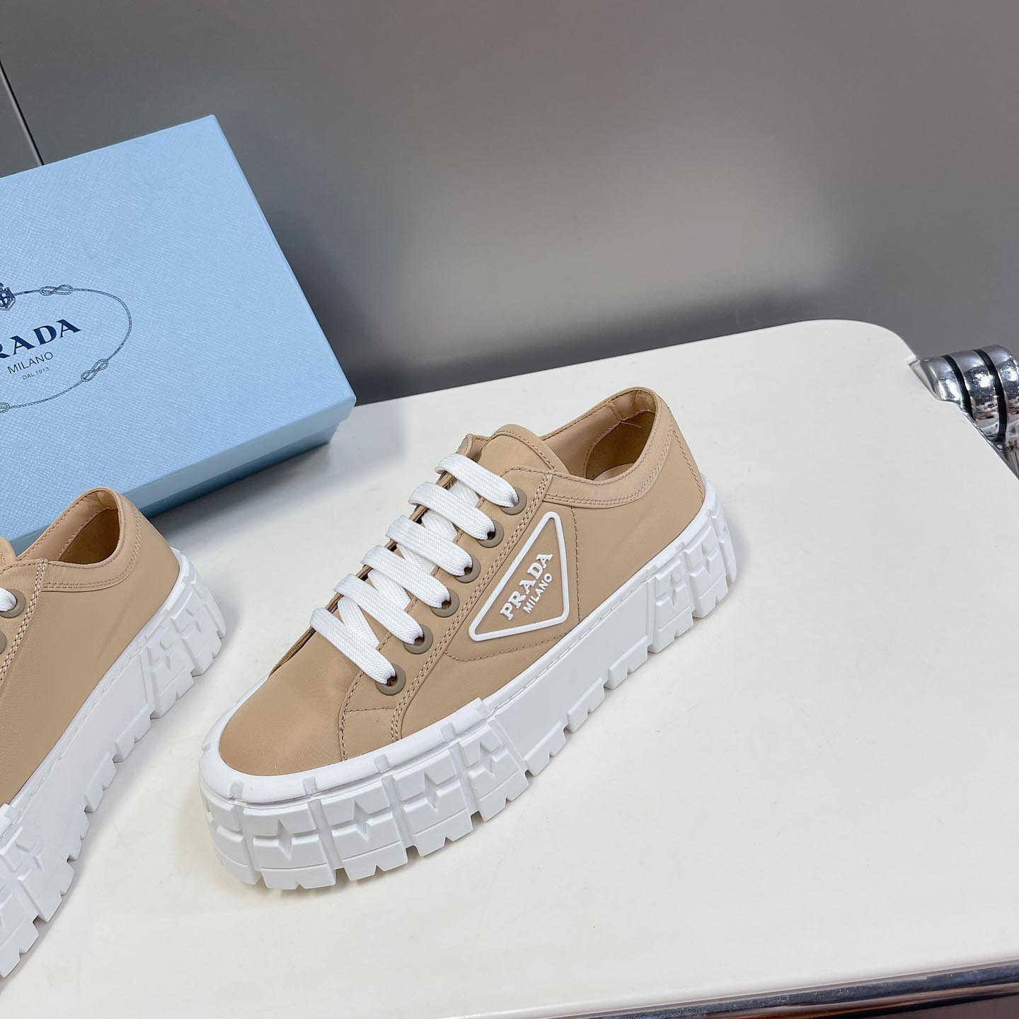 Prada Double Wheel Nylon Gabardine Sneakers - PerfectKickZ