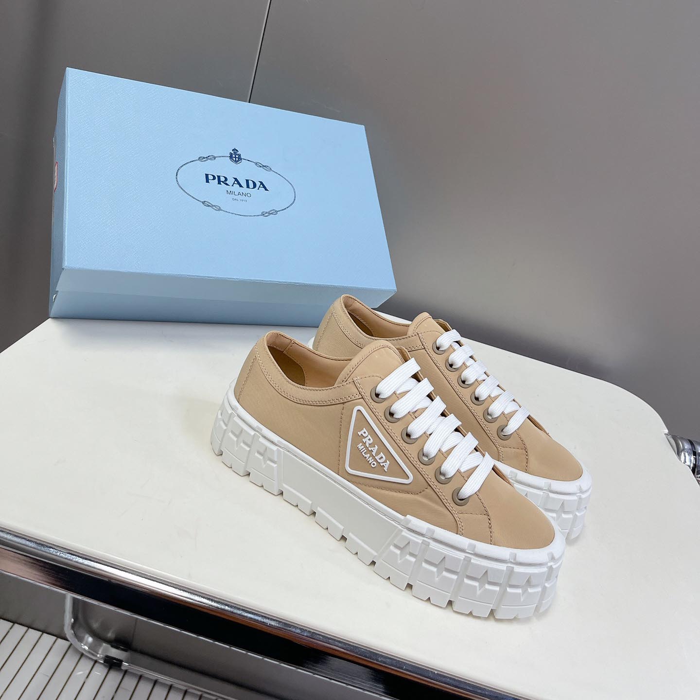 Prada Double Wheel Nylon Gabardine Sneakers - PerfectKickZ