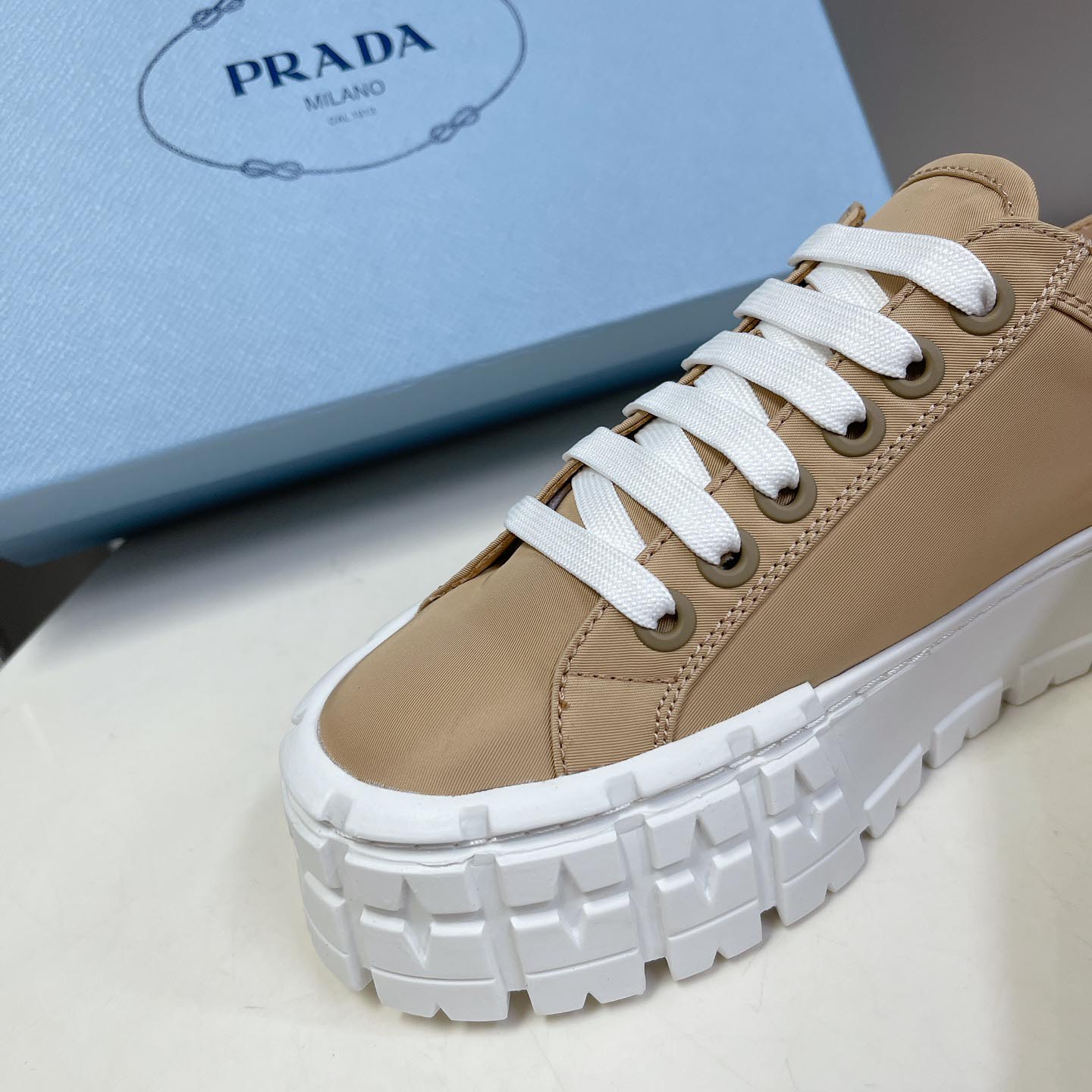 Prada Double Wheel Nylon Gabardine Sneakers - 