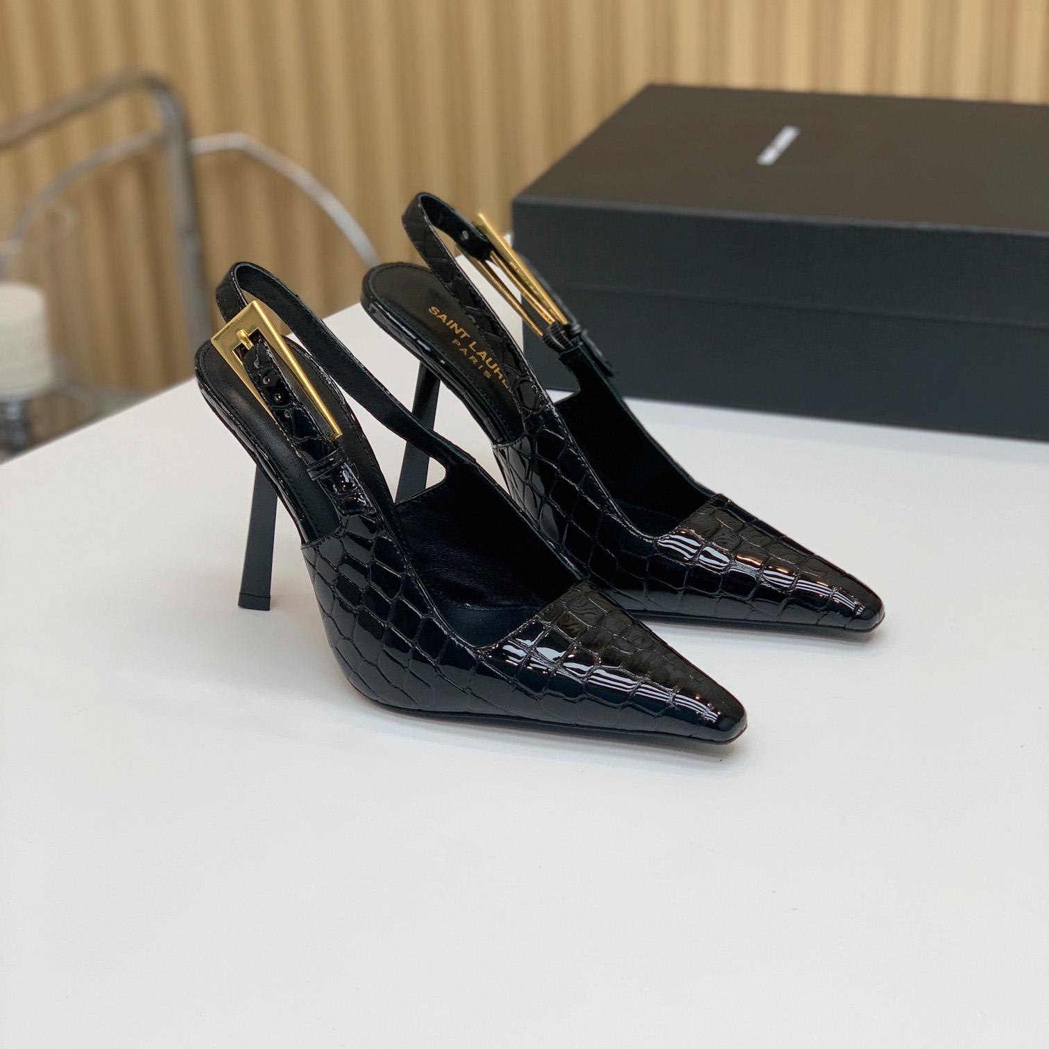 Saint Laurent Leather Slingback Pumps - PerfectKickZ