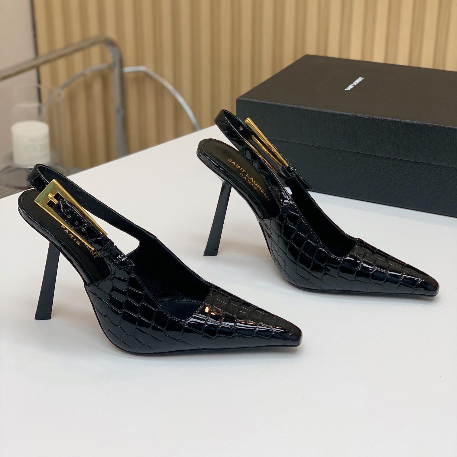 Saint Laurent Leather Slingback Pumps - PerfectKickZ