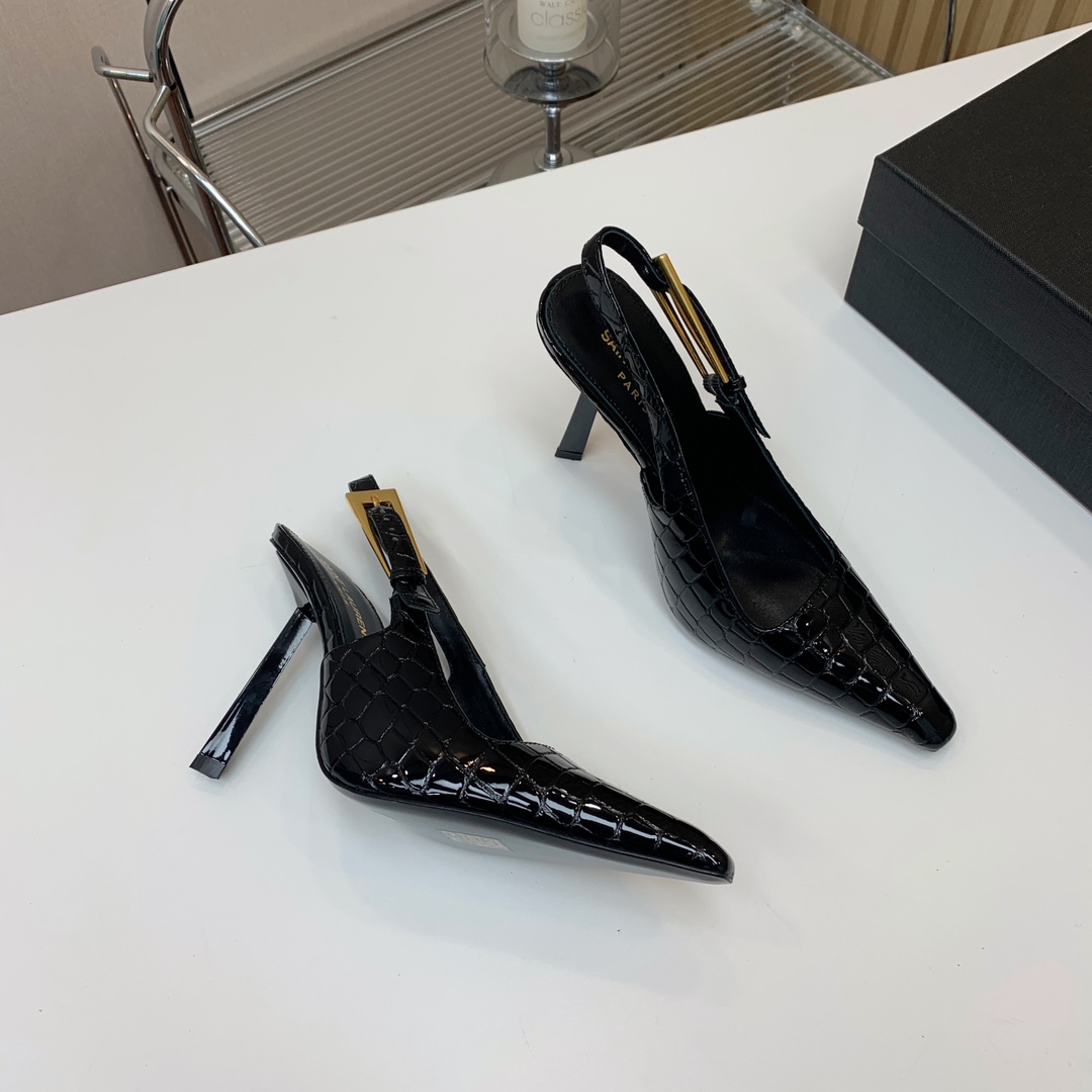 Saint Laurent Leather Slingback Pumps - PerfectKickZ