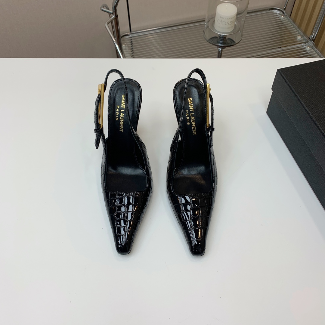 Saint Laurent Leather Slingback Pumps - PerfectKickZ