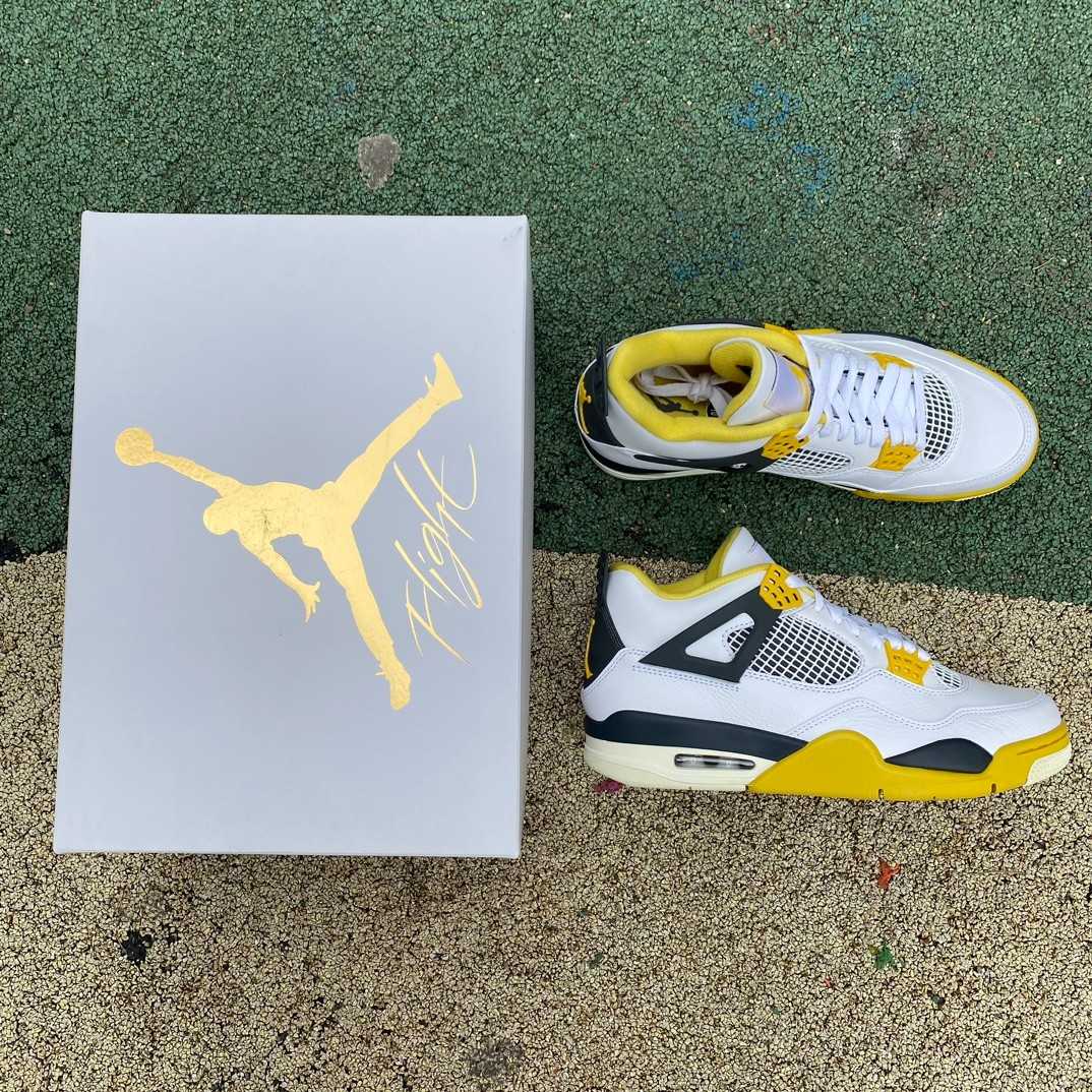 Air Jordan 4 Retro Vivid Sulfur Sneakers     AQ9129-101 - PerfectKickZ