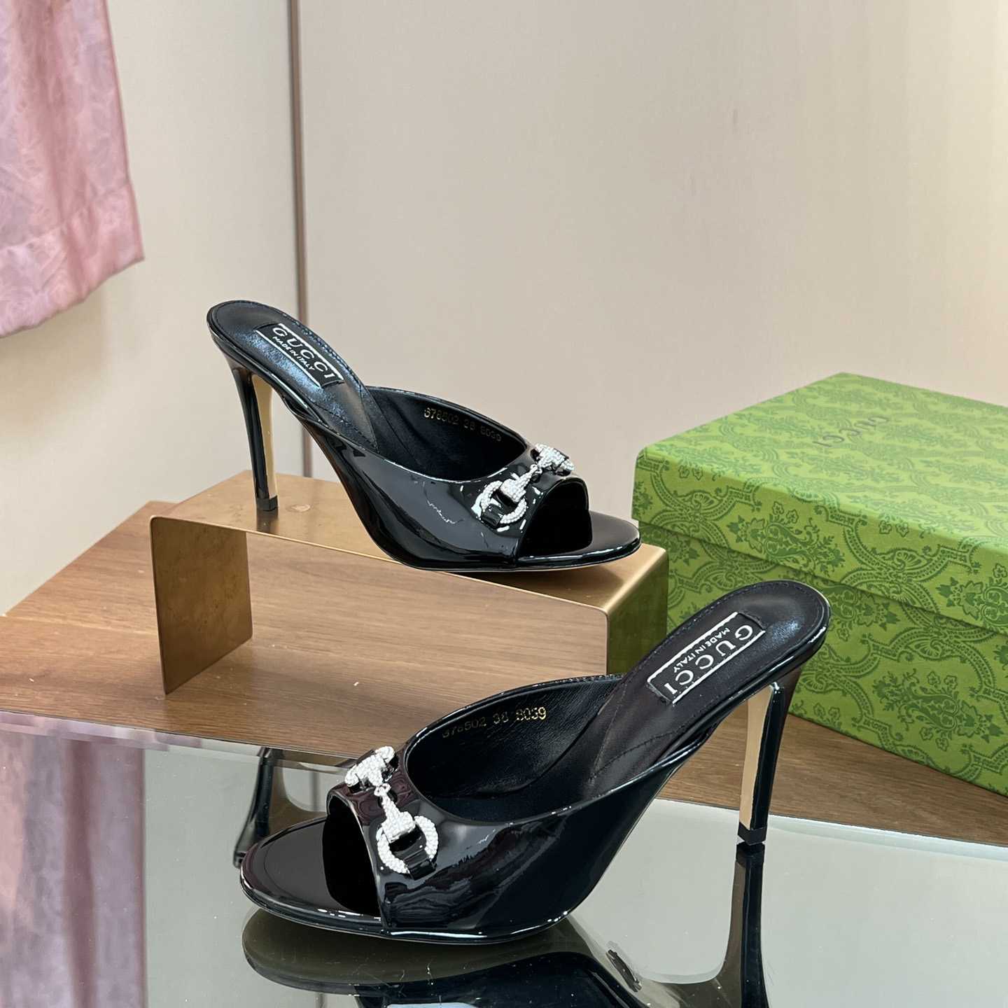 Gucci Women's Horsebit Mid-heel Slide Sandal - PerfectKickZ