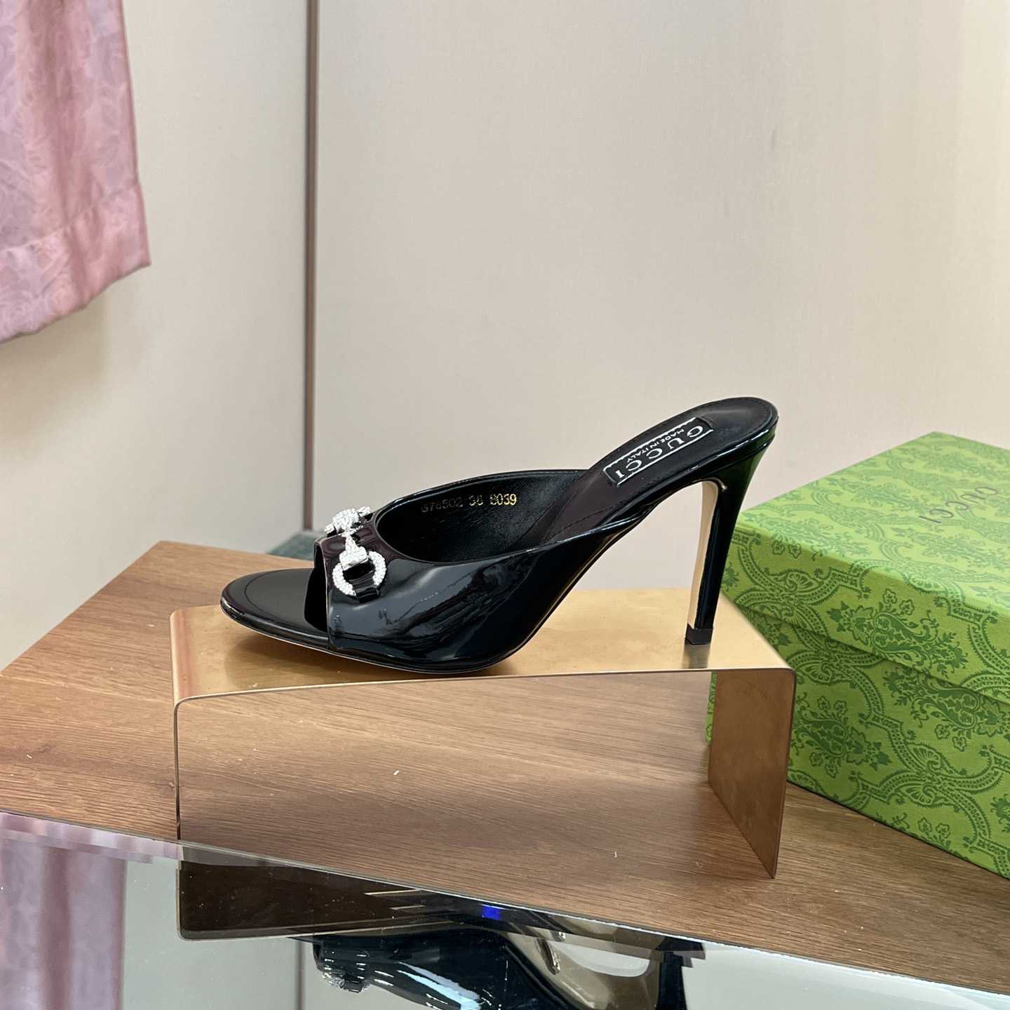 Gucci Women's Horsebit Mid-heel Slide Sandal - PerfectKickZ
