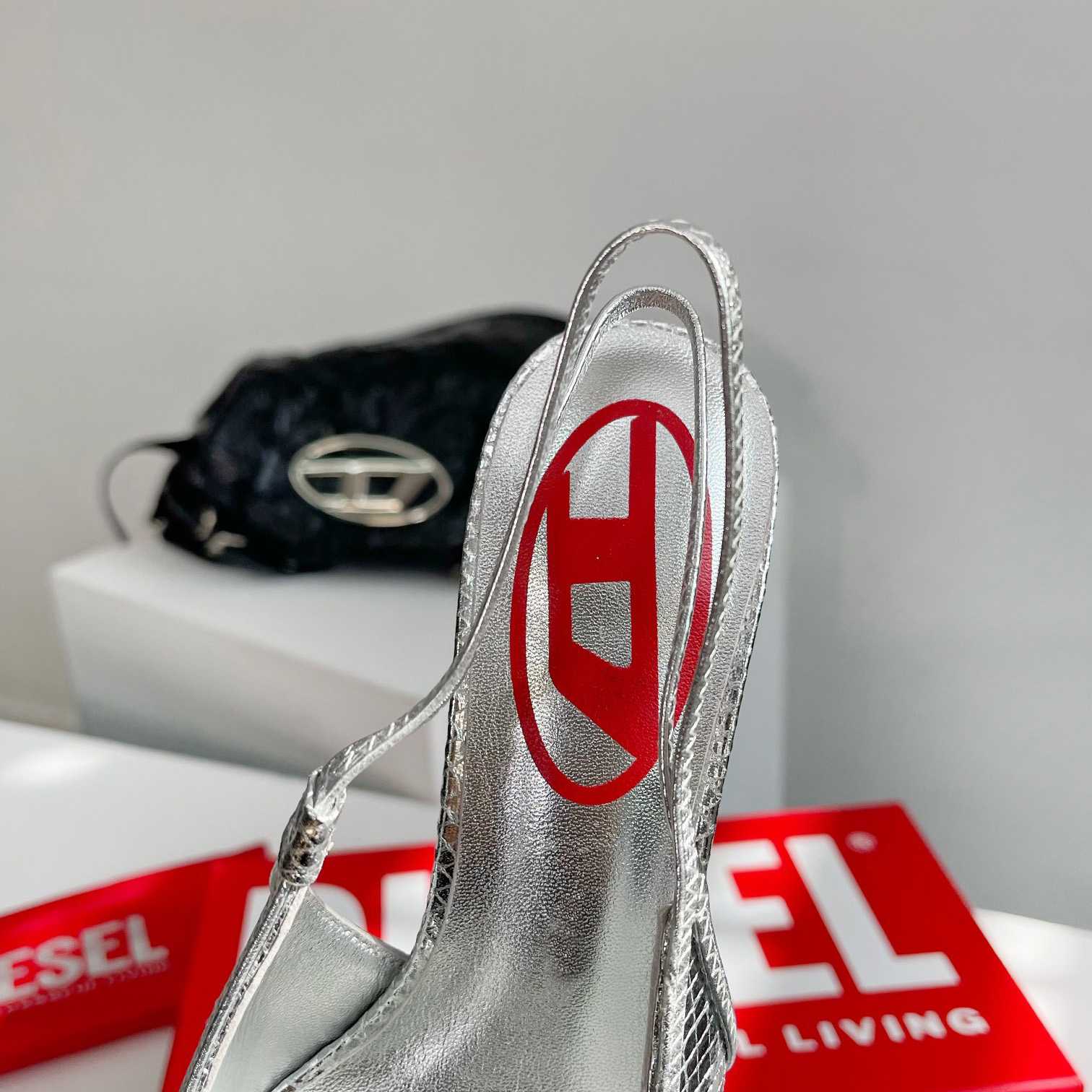 Diesel D-Venus Sb - Patent Snake-effect Slingback Pumps - 