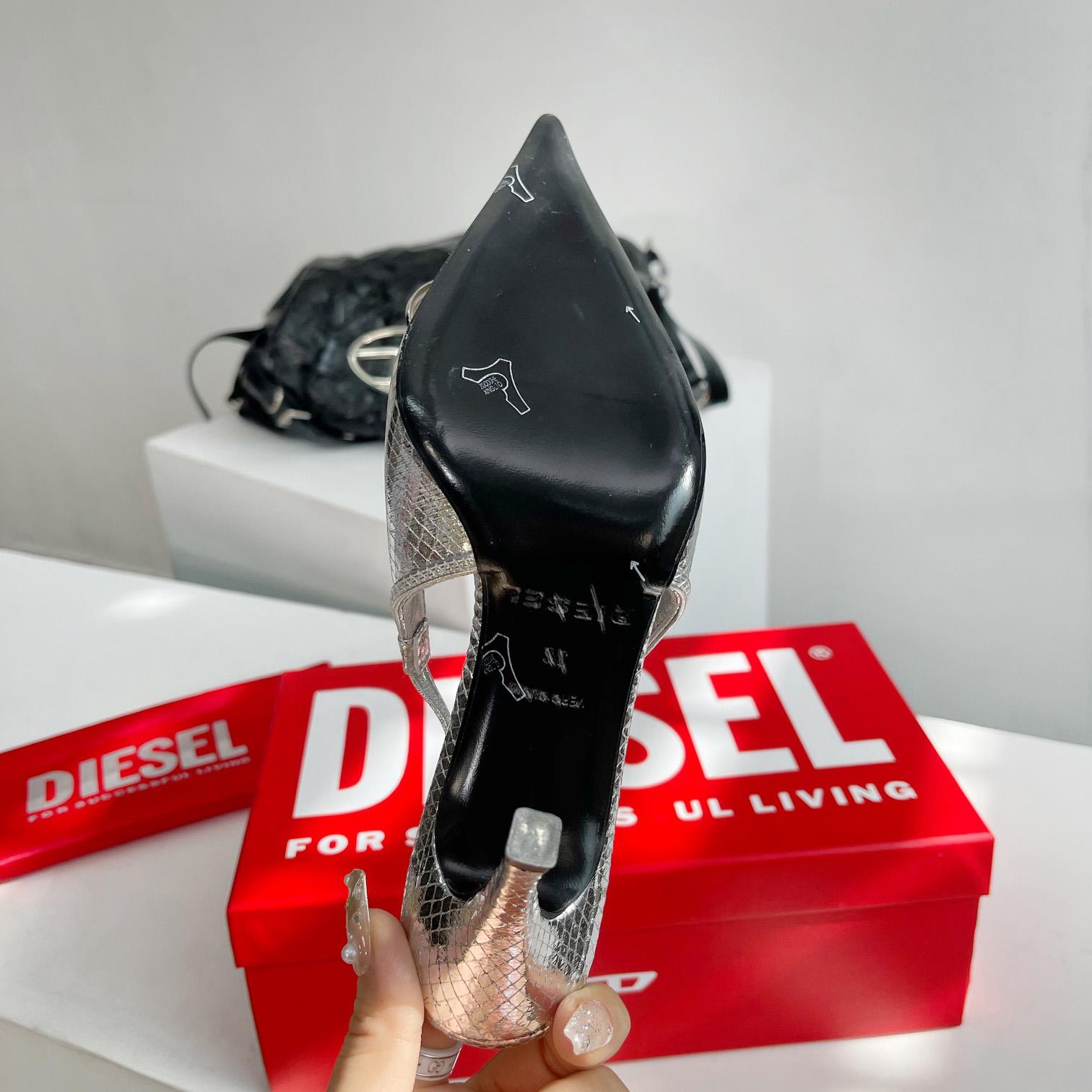 Diesel D-Venus Sb - Patent Snake-effect Slingback Pumps - 