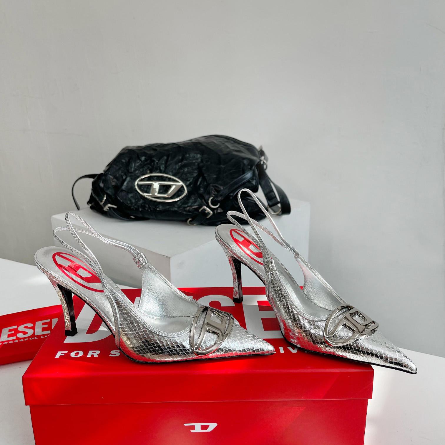 Diesel D-Venus Sb - Patent Snake-effect Slingback Pumps - PerfectKickZ
