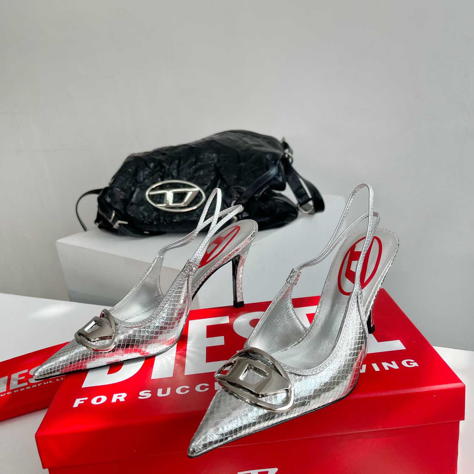 Diesel D-Venus Sb - Patent Snake-effect Slingback Pumps - 