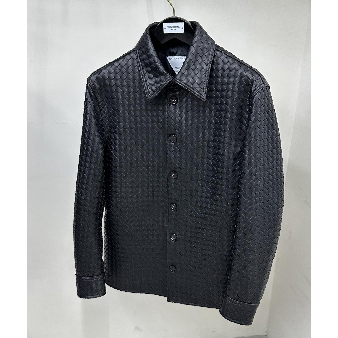 Bottega Veneta Intrecciato Relaxed Leather Shirt - PerfectKickZ
