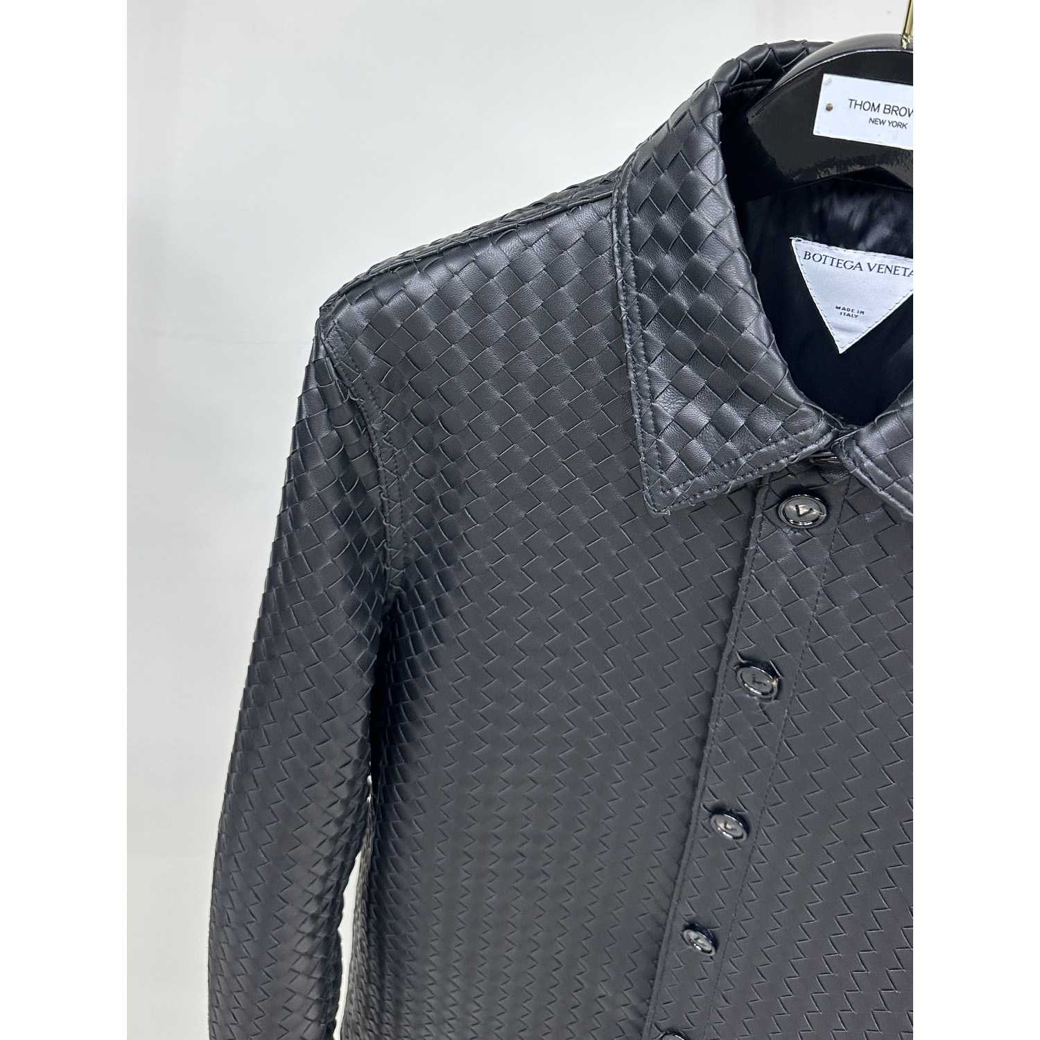 Bottega Veneta Intrecciato Relaxed Leather Shirt - PerfectKickZ