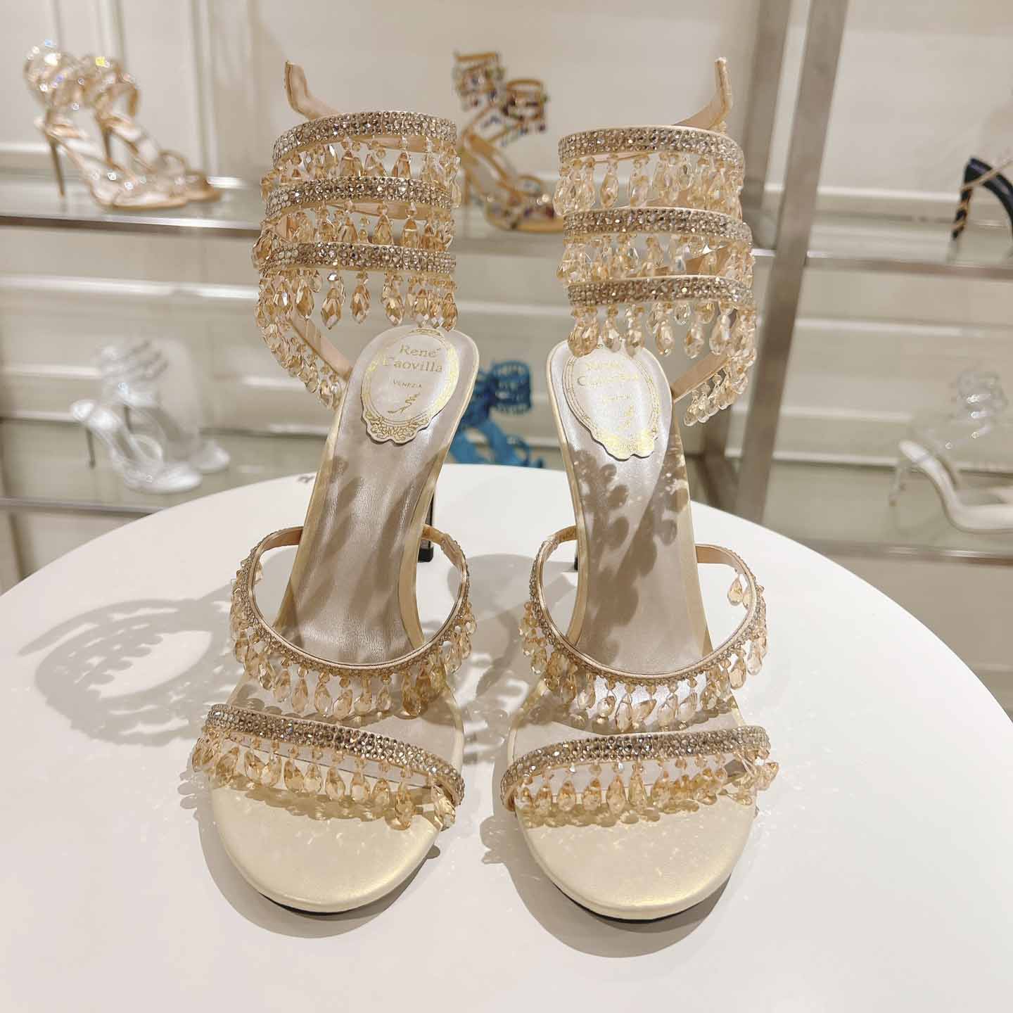 Rene Caovilla Natural Chandelier Sandals - PerfectKickZ