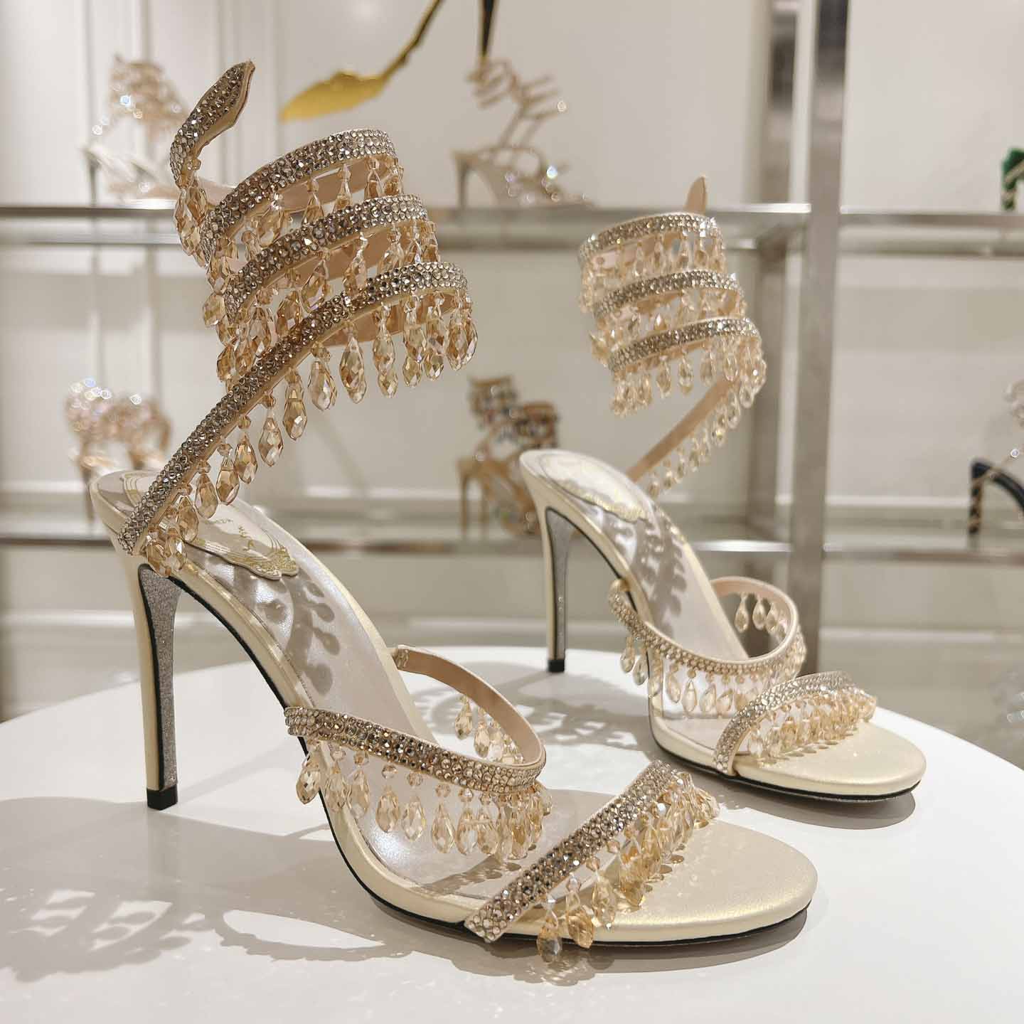 Rene Caovilla Natural Chandelier Sandals - PerfectKickZ