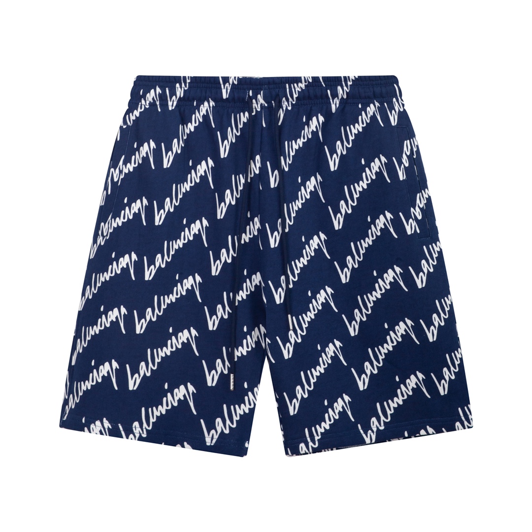 Balenciaga Navy Scribble Shorts - PerfectKickZ