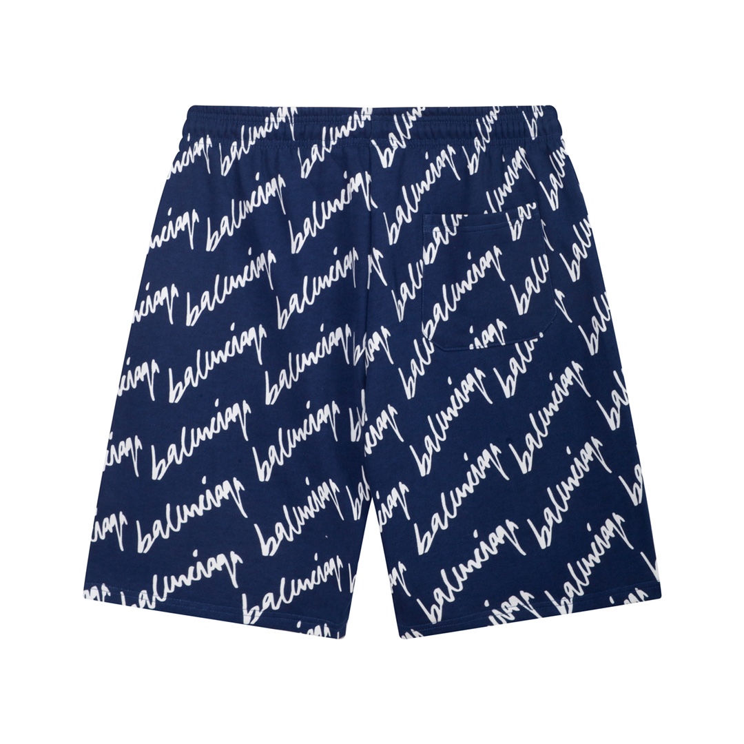 Balenciaga Navy Scribble Shorts - PerfectKickZ