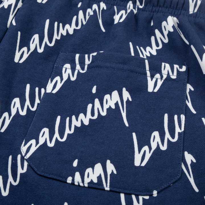 Balenciaga Navy Scribble Shorts - PerfectKickZ