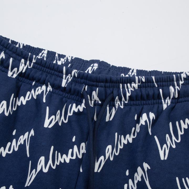 Balenciaga Navy Scribble Shorts - PerfectKickZ