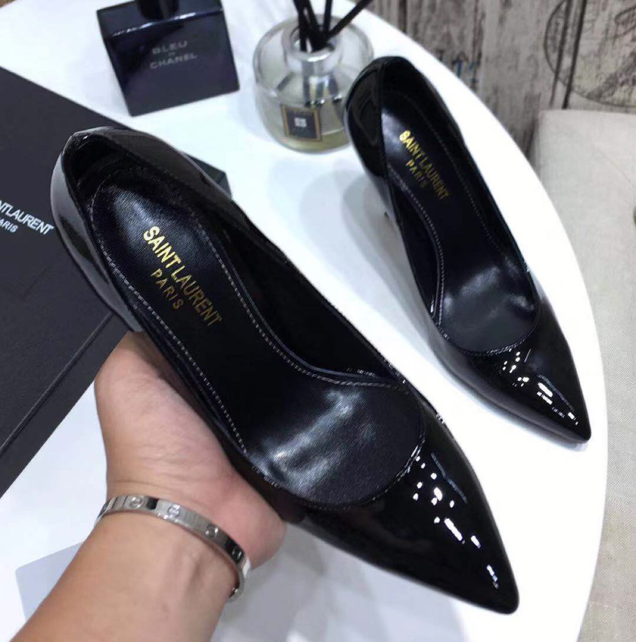Saint Laurent Black Heels  xz715  (50% Off Sale) - PerfectKickZ