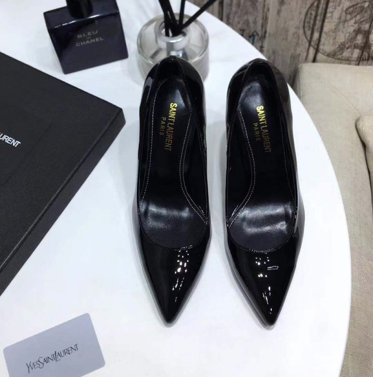Saint Laurent Black Heels  xz715  (50% Off Sale) - PerfectKickZ