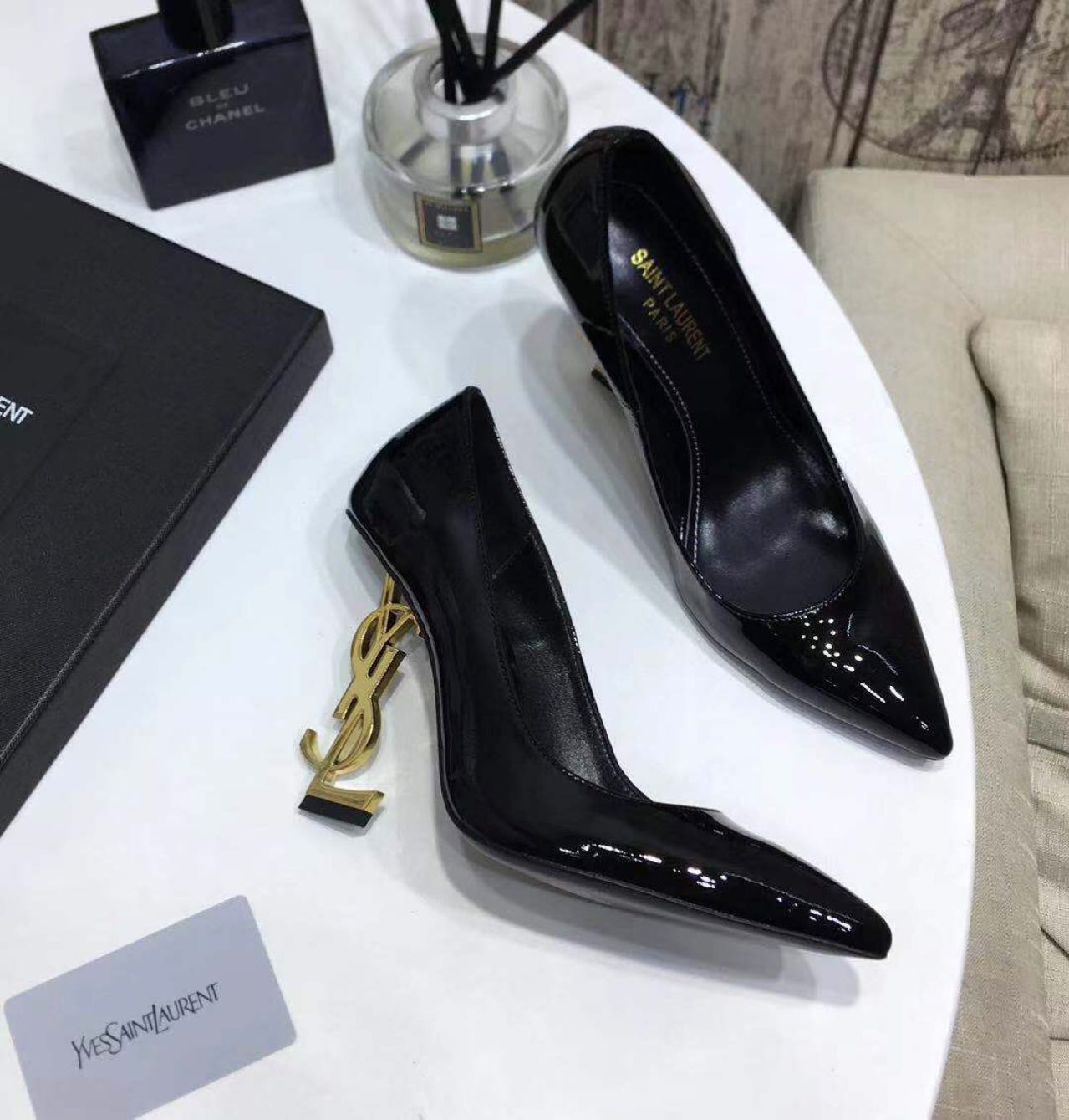 Saint Laurent Black Heels  xz715  (50% Off Sale) - PerfectKickZ