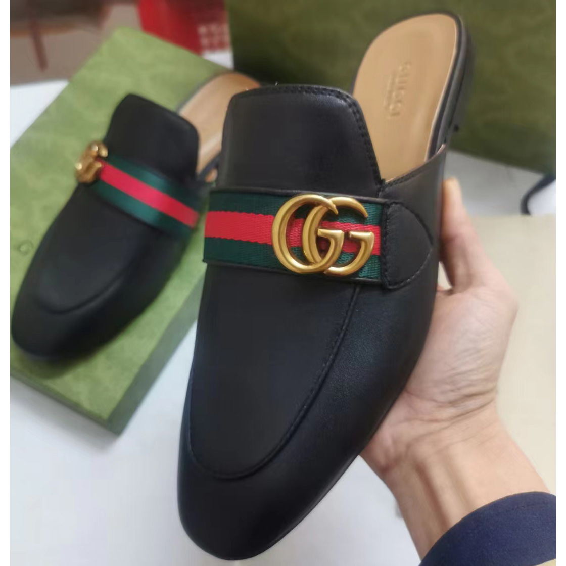 Gucci Web-trimmed Slippers - PerfectKickZ