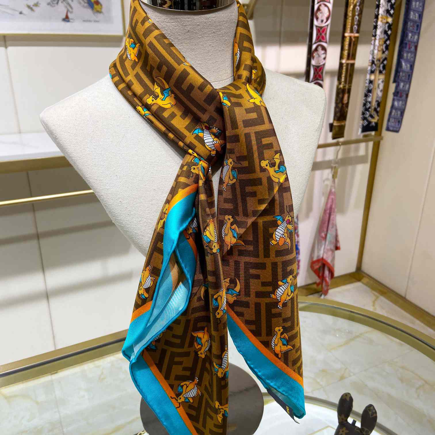 Fendi x FRGMT x Pokemon Silk Foulard   90*90cm - PerfectKickZ