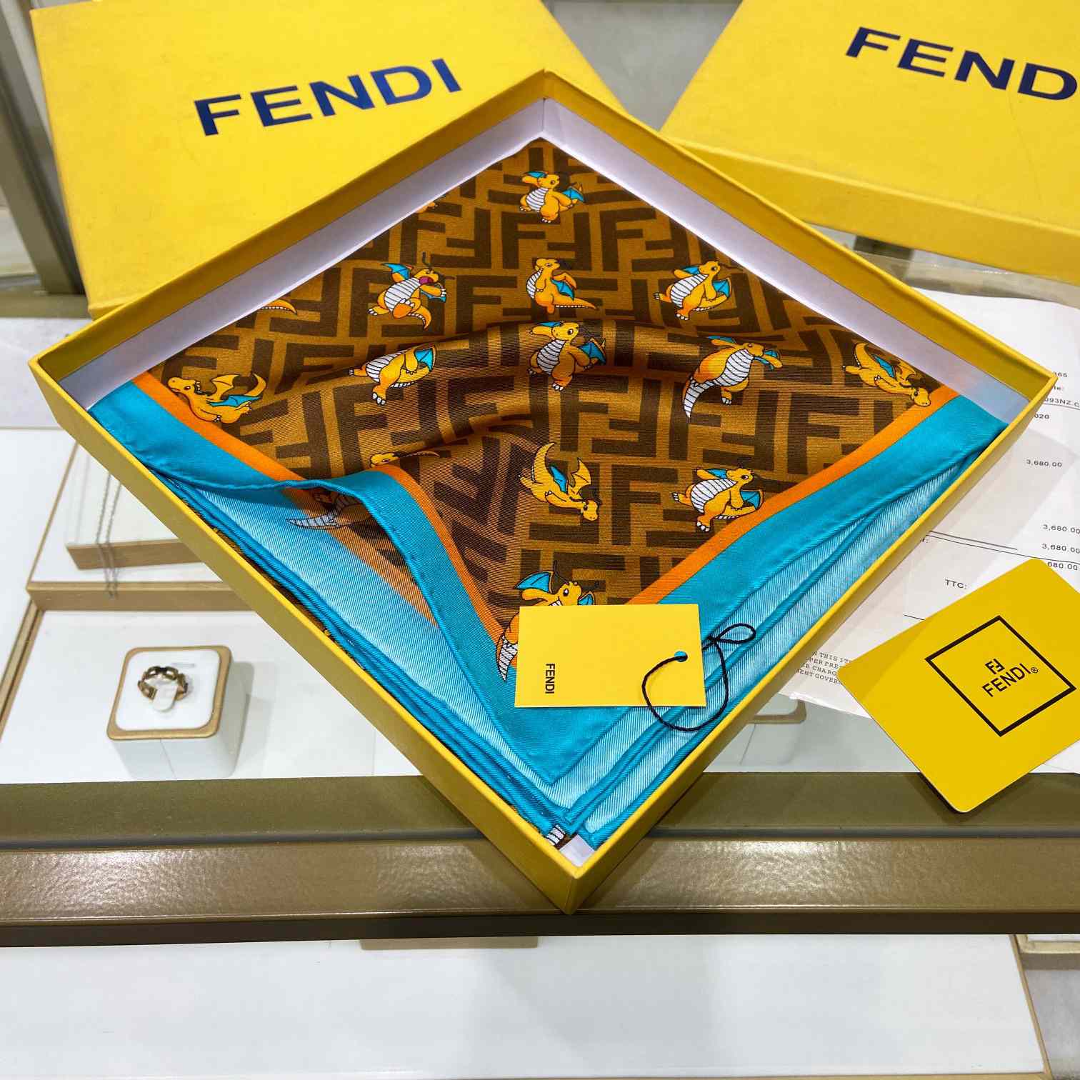 Fendi x FRGMT x Pokemon Silk Foulard   90*90cm - PerfectKickZ