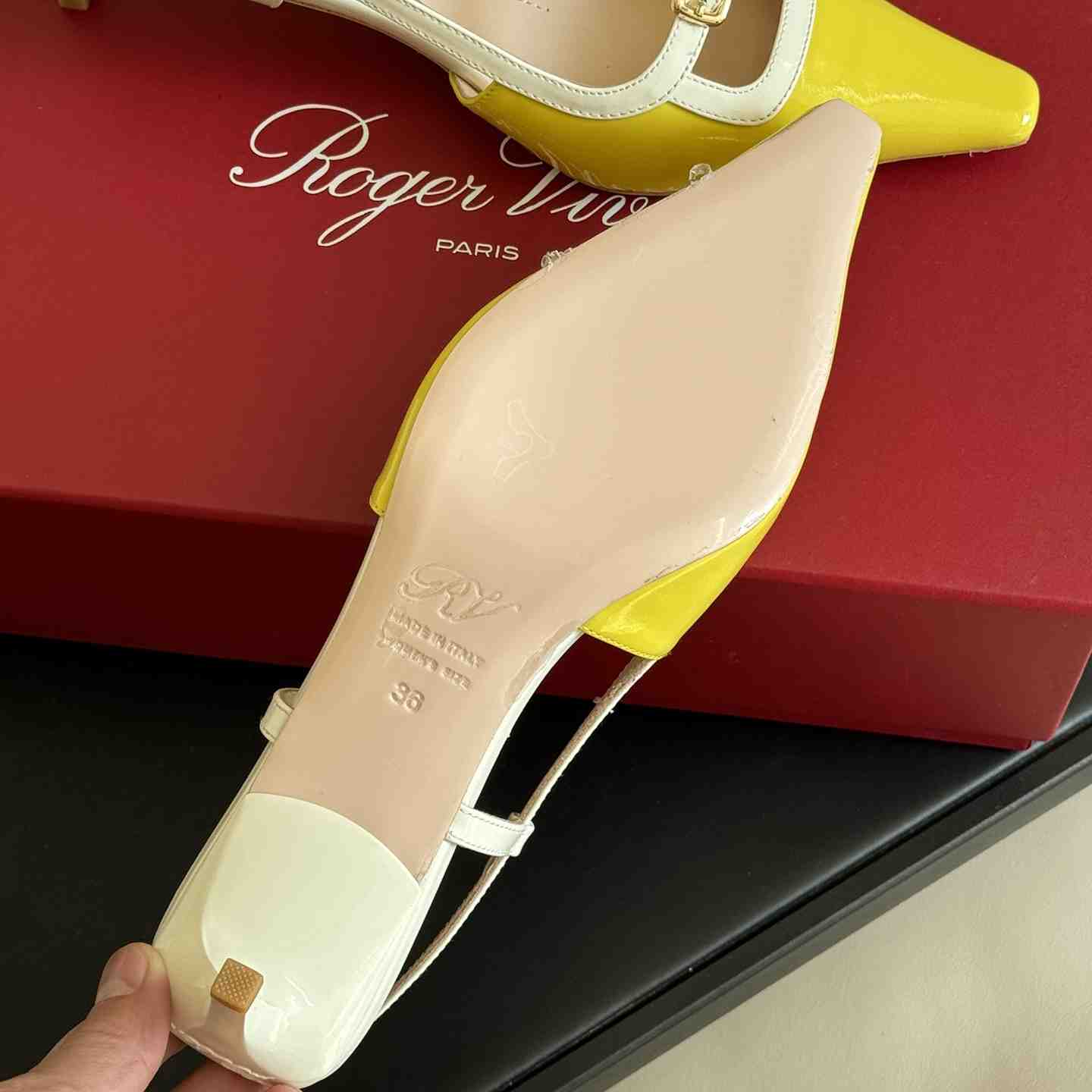 Roger Vivier Viv’ Canard Slingback Pumps in Patent Leather - PerfectKickZ