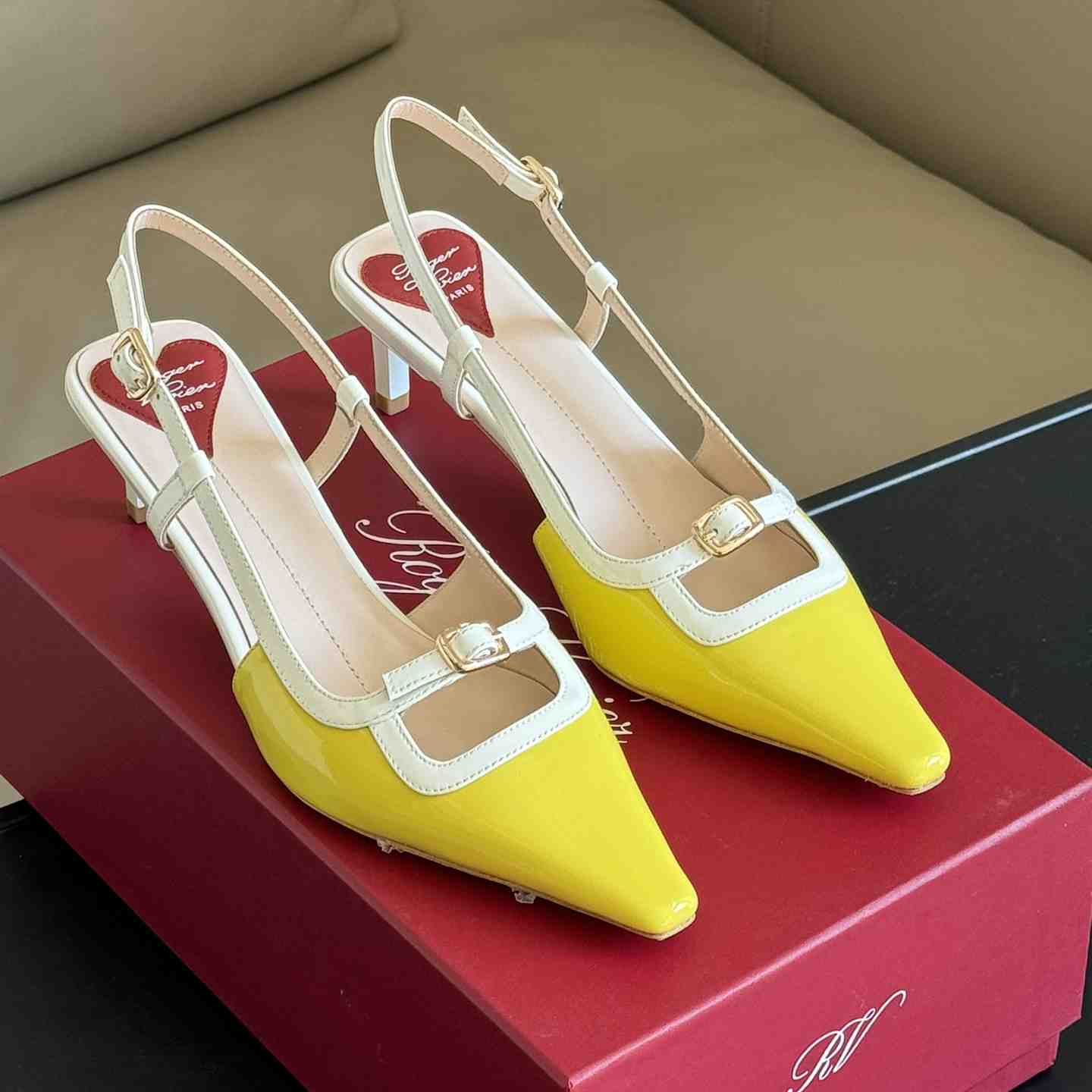 Roger Vivier Viv’ Canard Slingback Pumps in Patent Leather - PerfectKickZ