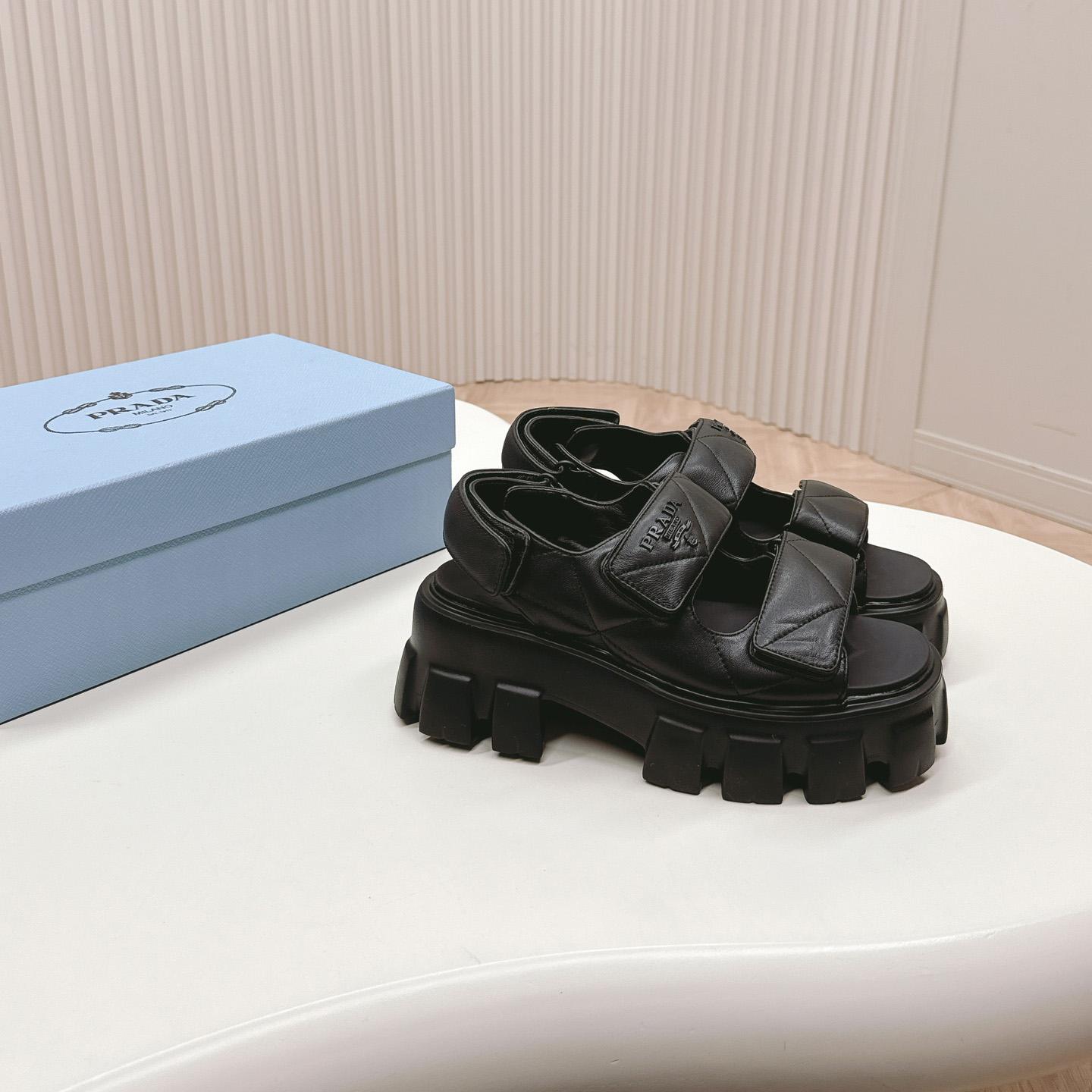 Prada Monolith Nappa Leather Sandals - PerfectKickZ