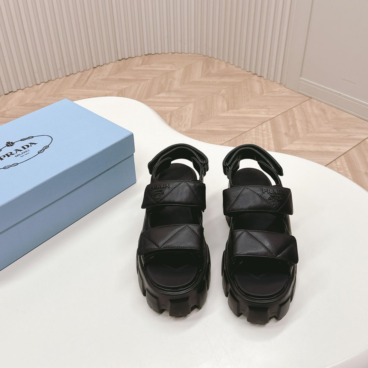 Prada Monolith Nappa Leather Sandals - PerfectKickZ