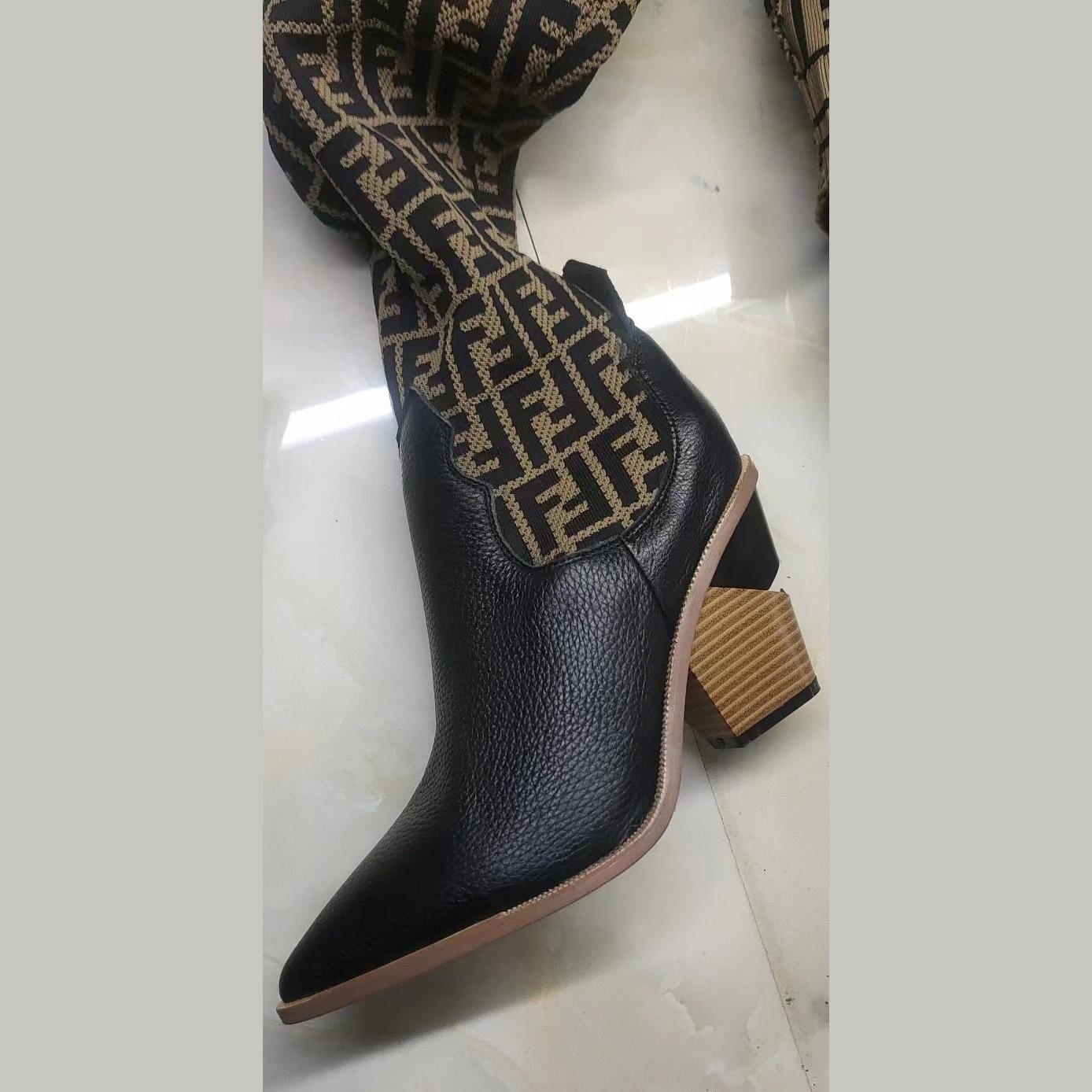 Fendi FF Cowboy Over the Knee Sock Boots  - PerfectKickZ